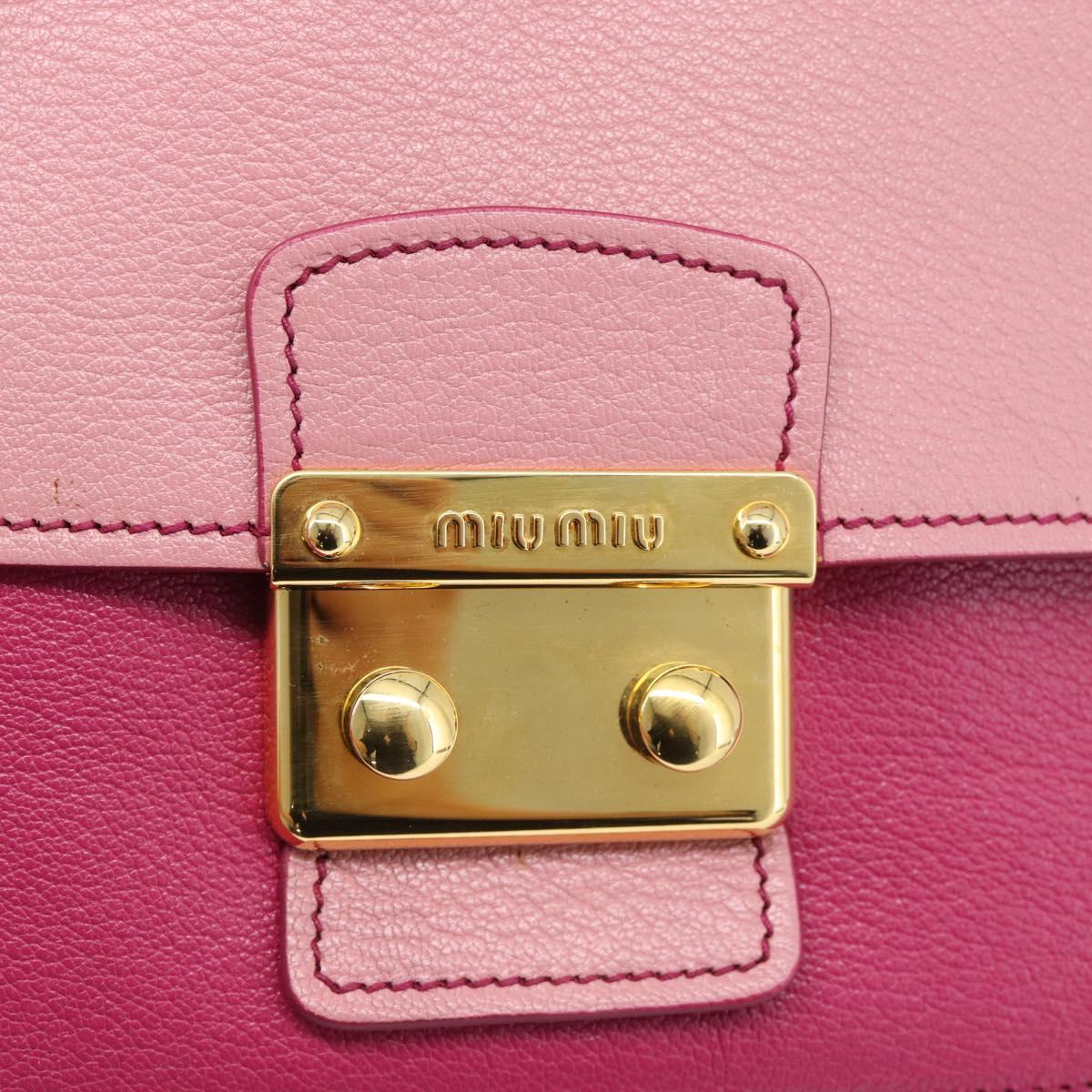 Miu Miu Hand Bag Leather 2way Pink Gold RN0726 Auth am11972V