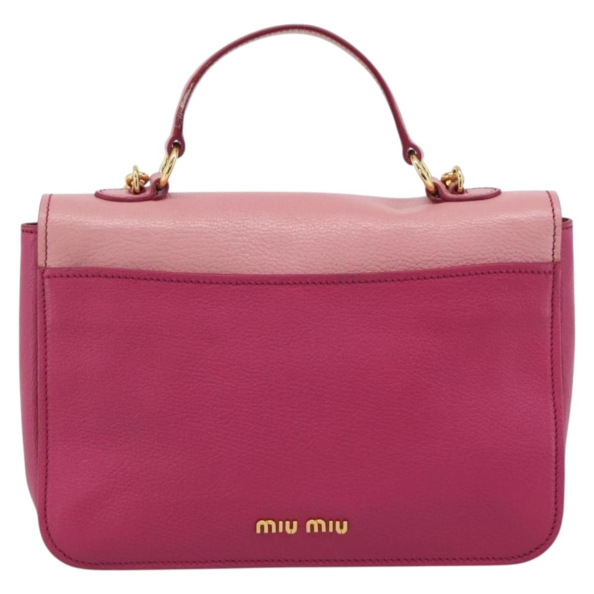 Miu Miu Hand Bag Leather 2way Pink Gold RN0726 Auth am11972V