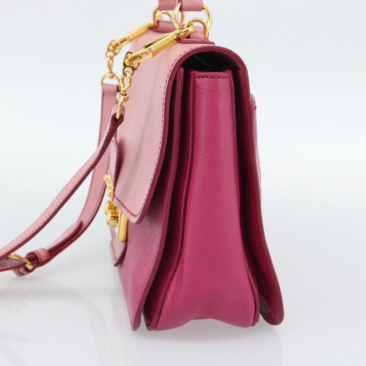 Miu Miu Hand Bag Leather 2way Pink Gold RN0726 Auth am11972V