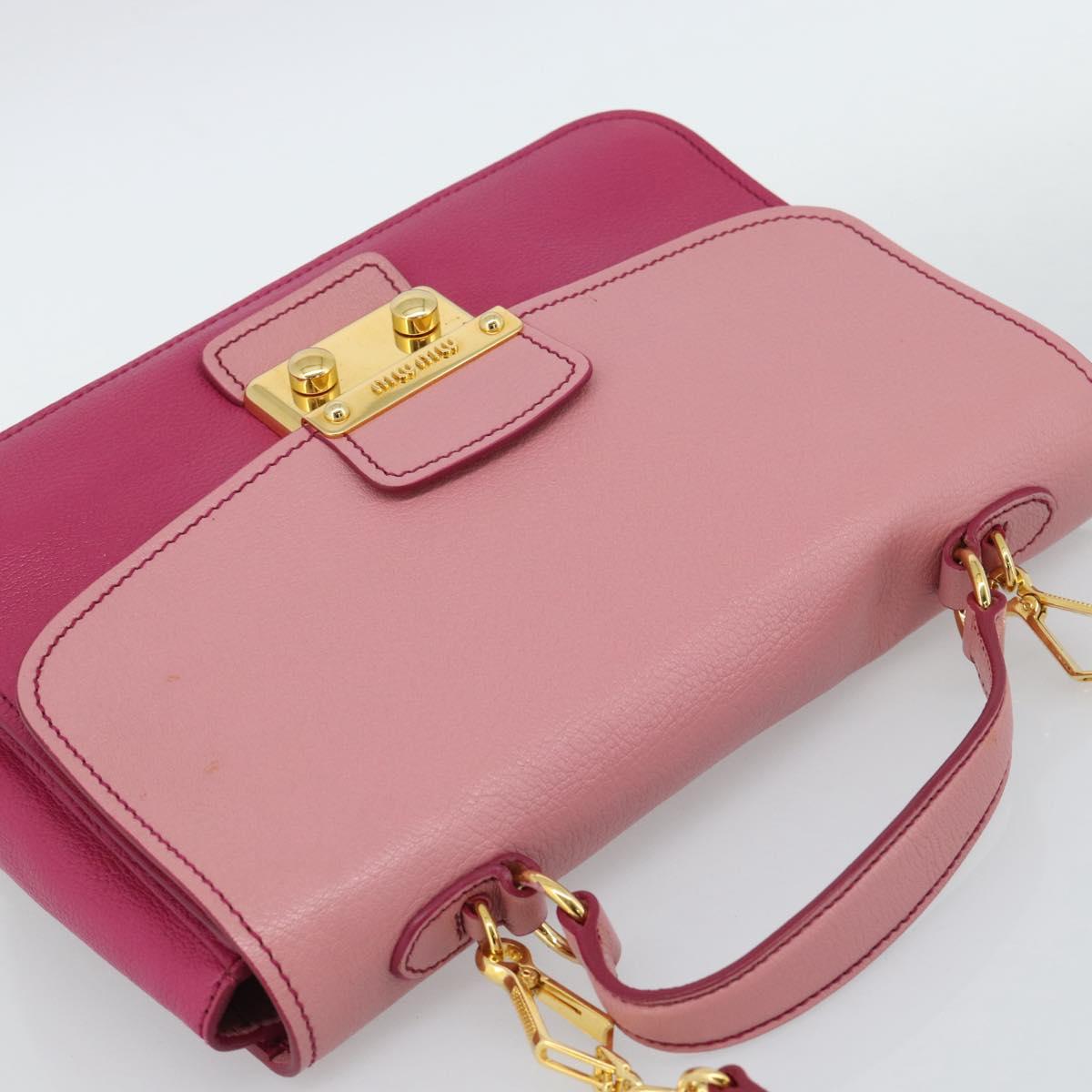 Miu Miu Hand Bag Leather 2way Pink Gold RN0726 Auth am11972V