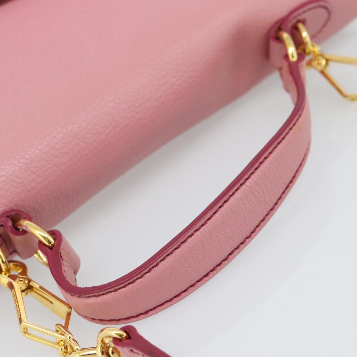 Miu Miu Hand Bag Leather 2way Pink Gold RN0726 Auth am11972V