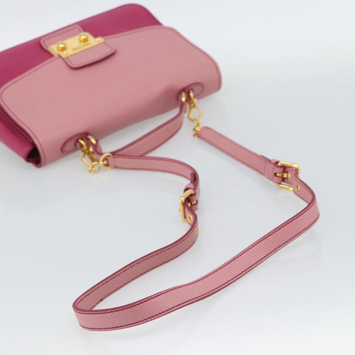Miu Miu Hand Bag Leather 2way Pink Gold RN0726 Auth am11972V