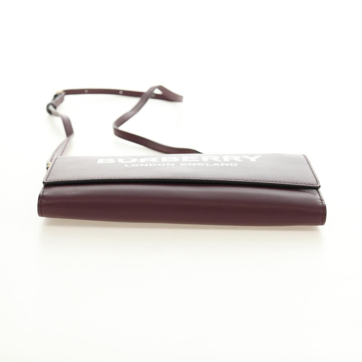 BURBERRY Every Day Shoulder Wallet Leather Bordeaux Gold Auth am11974M