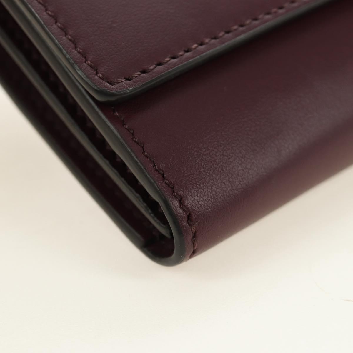 BURBERRY Every Day Shoulder Wallet Leather Bordeaux Gold Auth am11974M