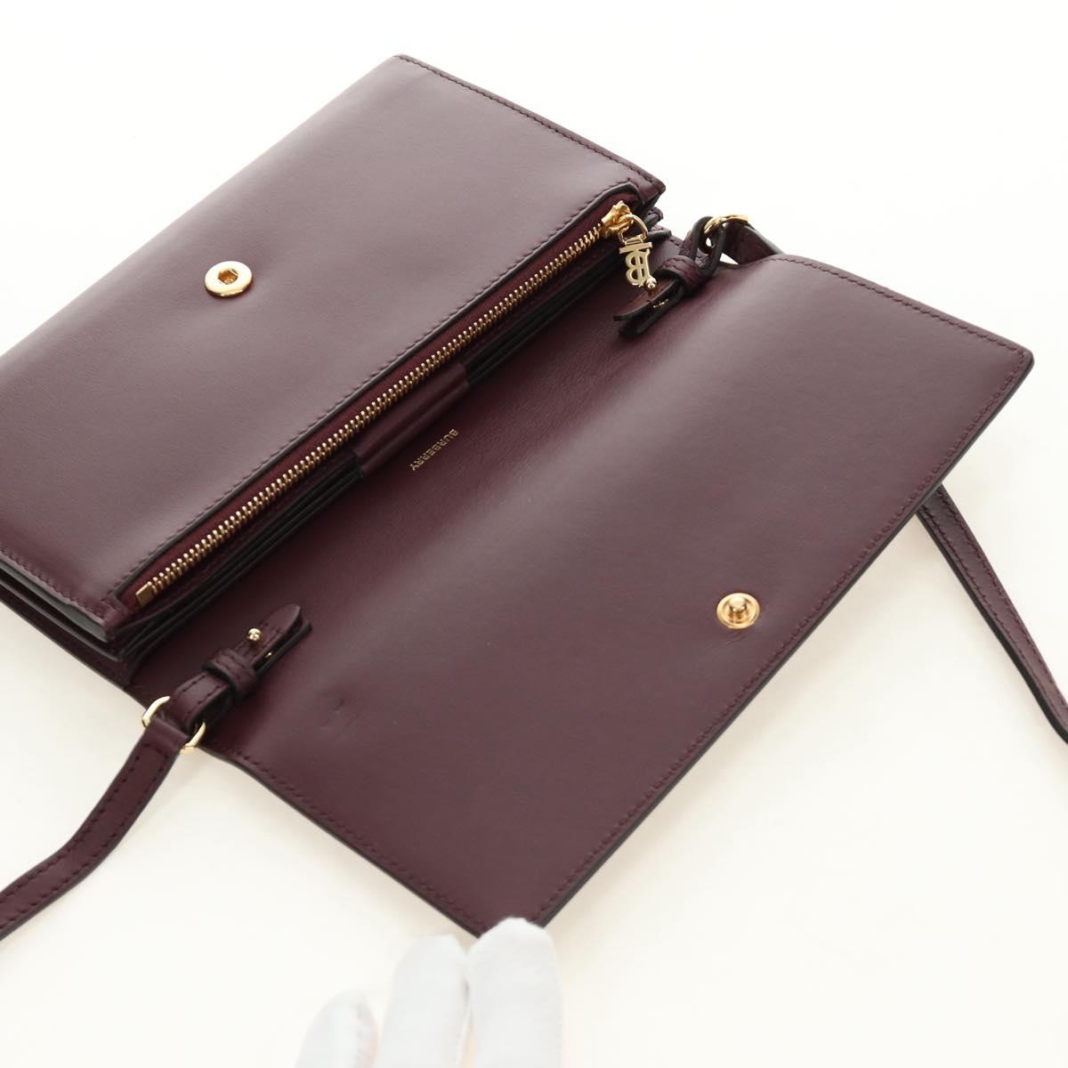 BURBERRY Every Day Shoulder Wallet Leather Bordeaux Gold Auth am11974M