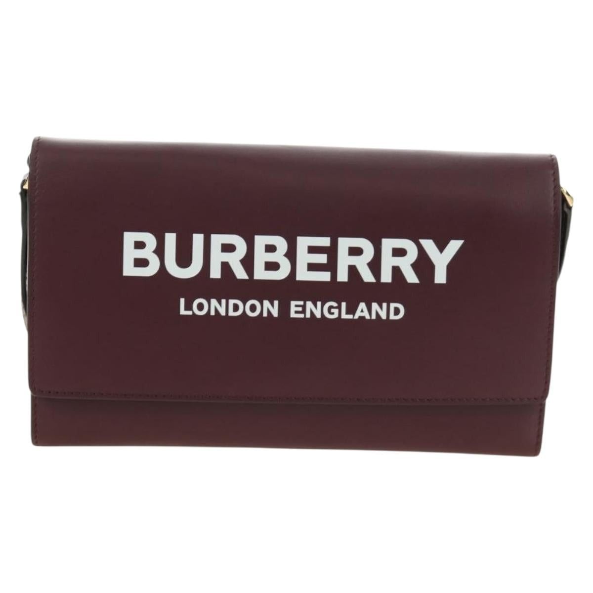 BURBERRY Every Day Shoulder Wallet Leather Bordeaux Gold Auth am11974M