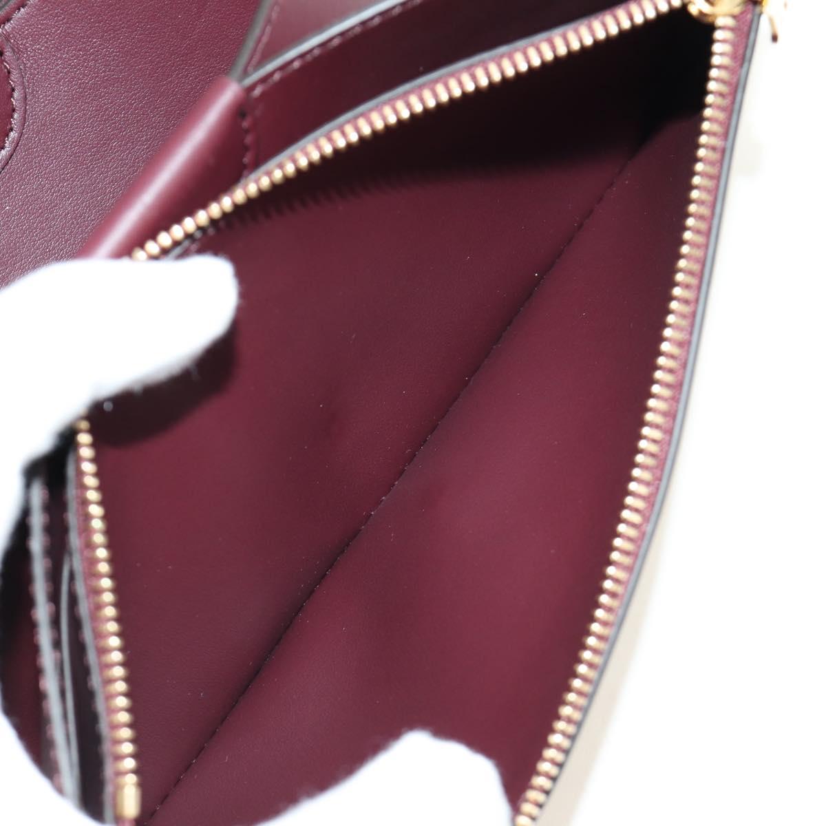 BURBERRY Every Day Shoulder Wallet Leather Bordeaux Gold Auth am11974M
