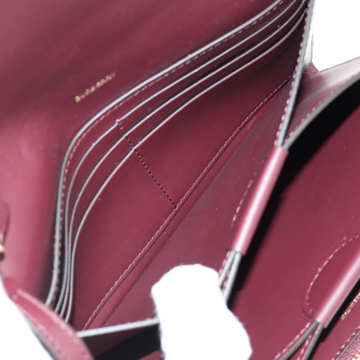 BURBERRY Every Day Shoulder Wallet Leather Bordeaux Gold Auth am11974M