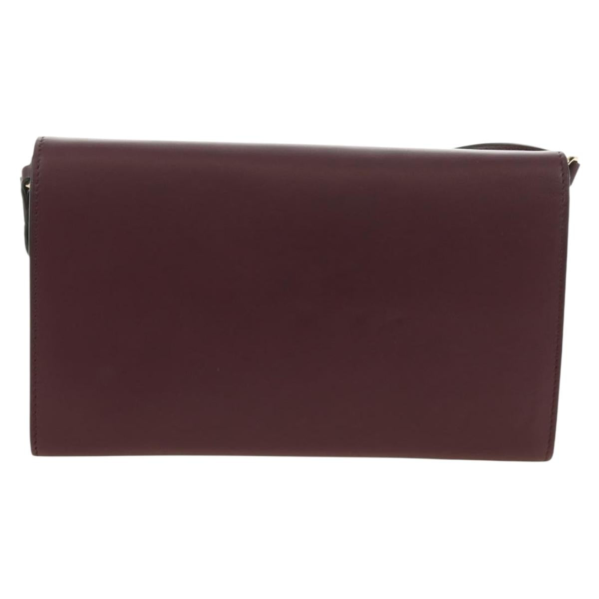 BURBERRY Every Day Shoulder Wallet Leather Bordeaux Gold Auth am11974M