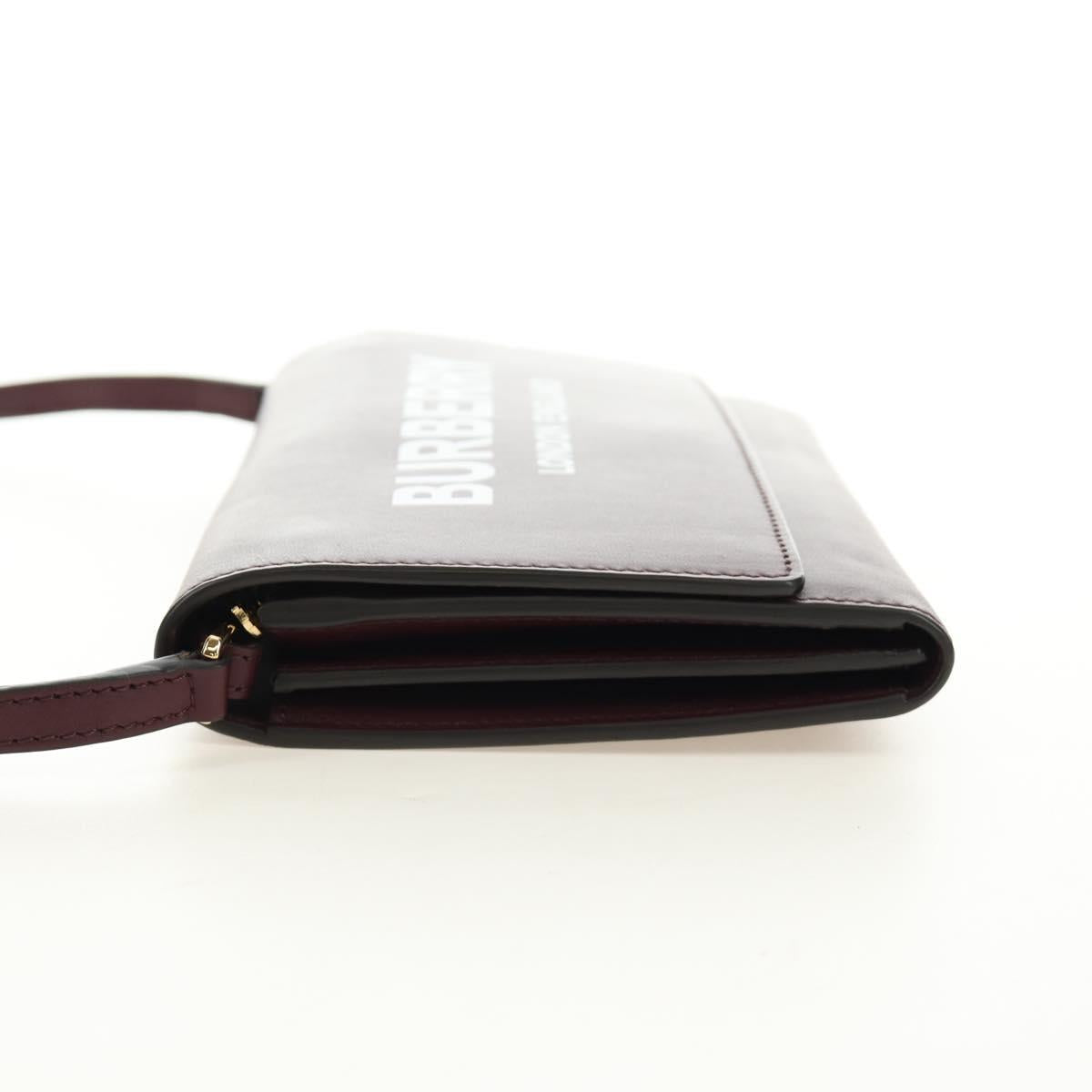 BURBERRY Every Day Shoulder Wallet Leather Bordeaux Gold Auth am11974M