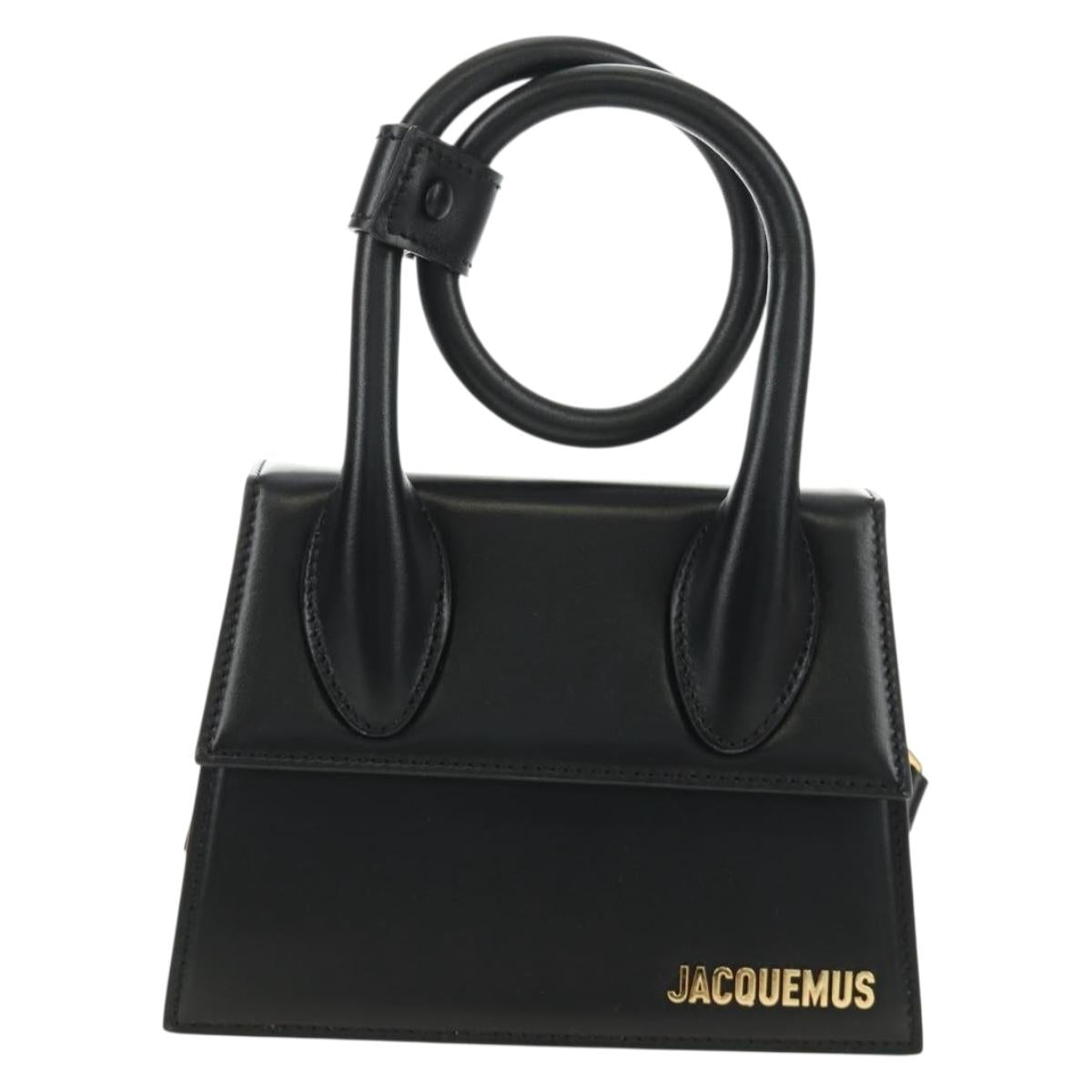 JACQUEMUS Hand Bag Leather 2way Black Gold Auth am11975V