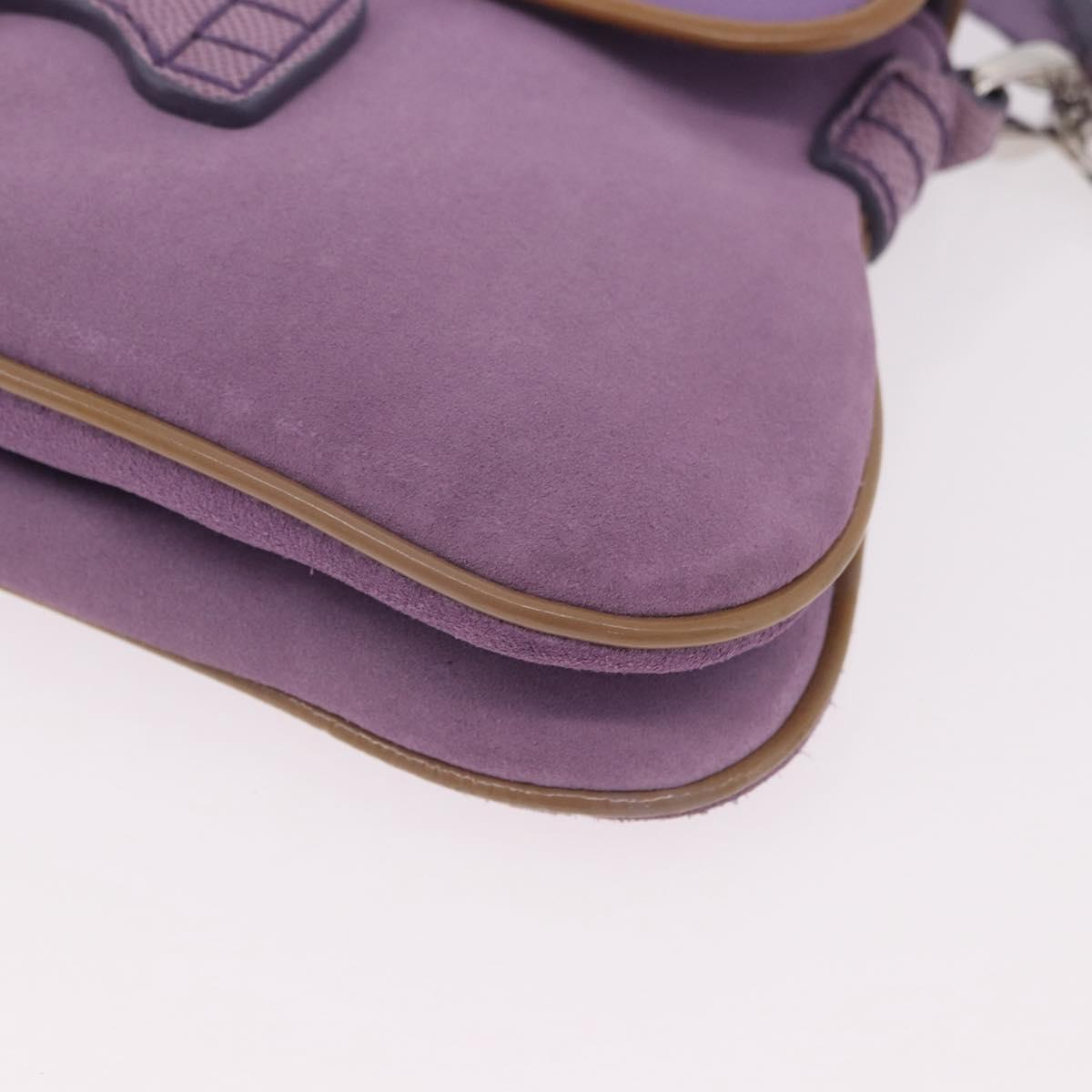 TOD’S Shoulder Hand Bag Suede Leather Purple Silver Auth am11976V