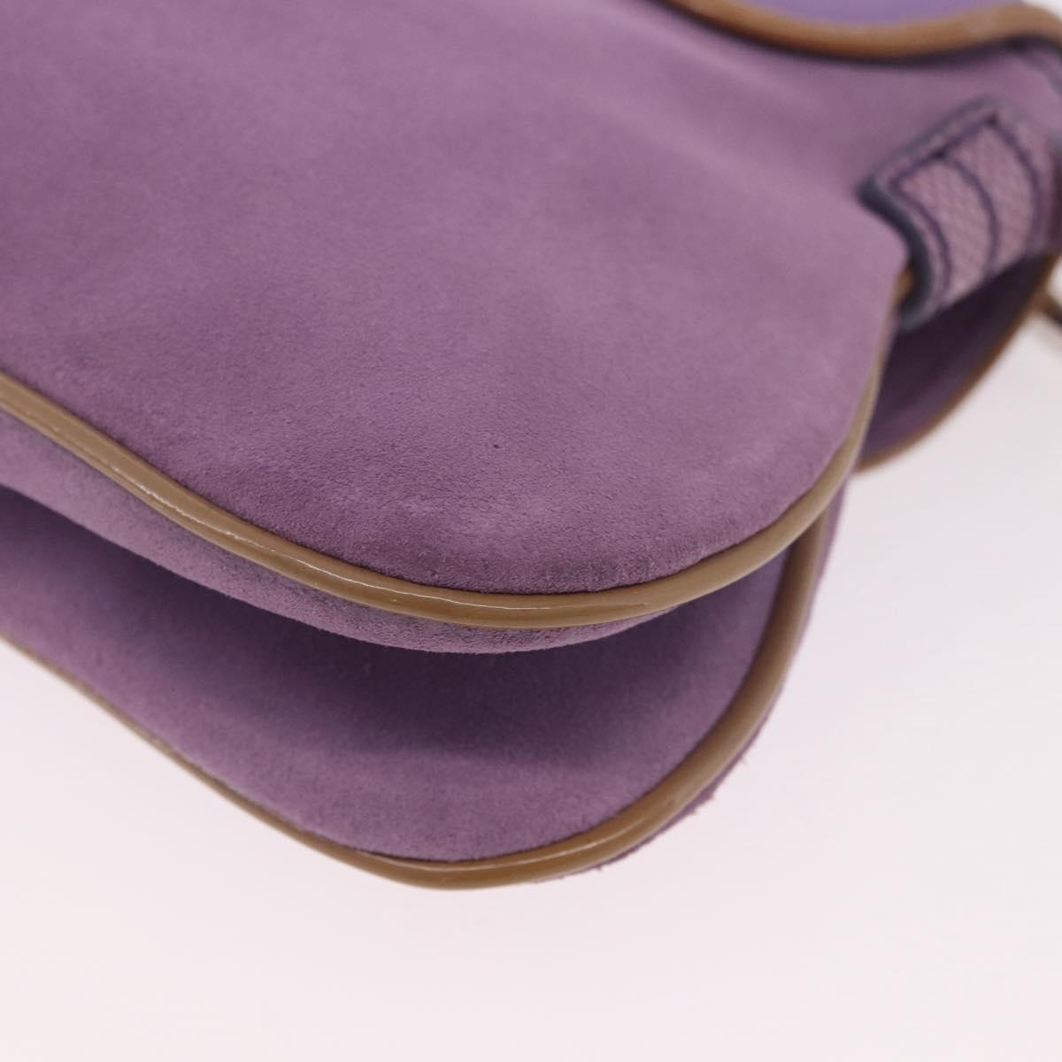 TOD’S Shoulder Hand Bag Suede Leather Purple Silver Auth am11976V