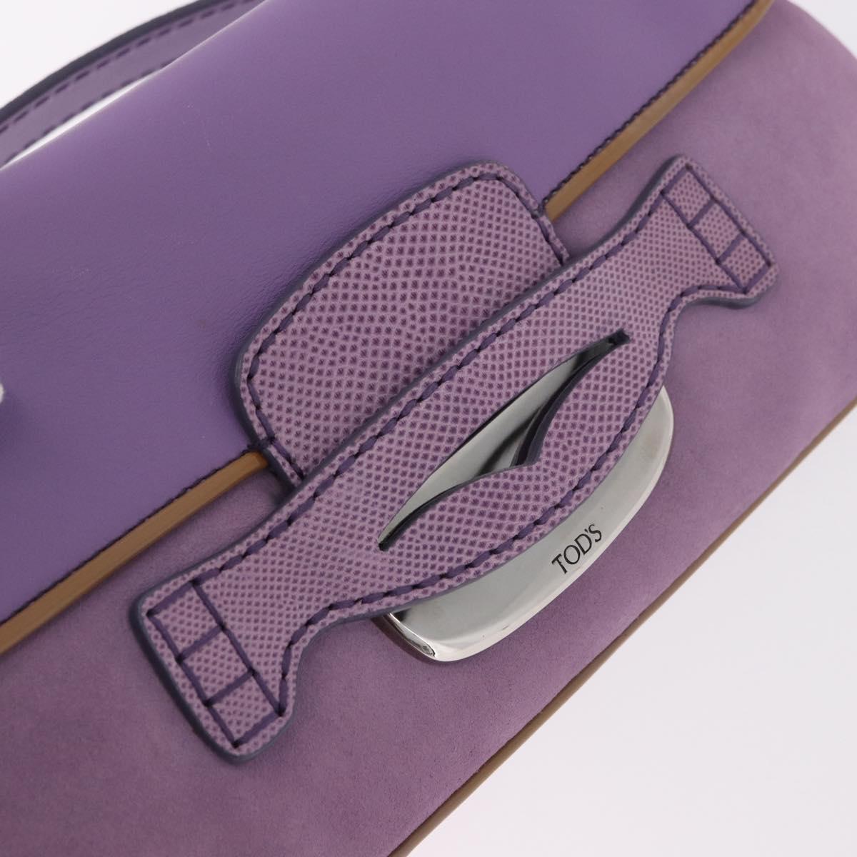 TOD’S Shoulder Hand Bag Suede Leather Purple Silver Auth am11976V