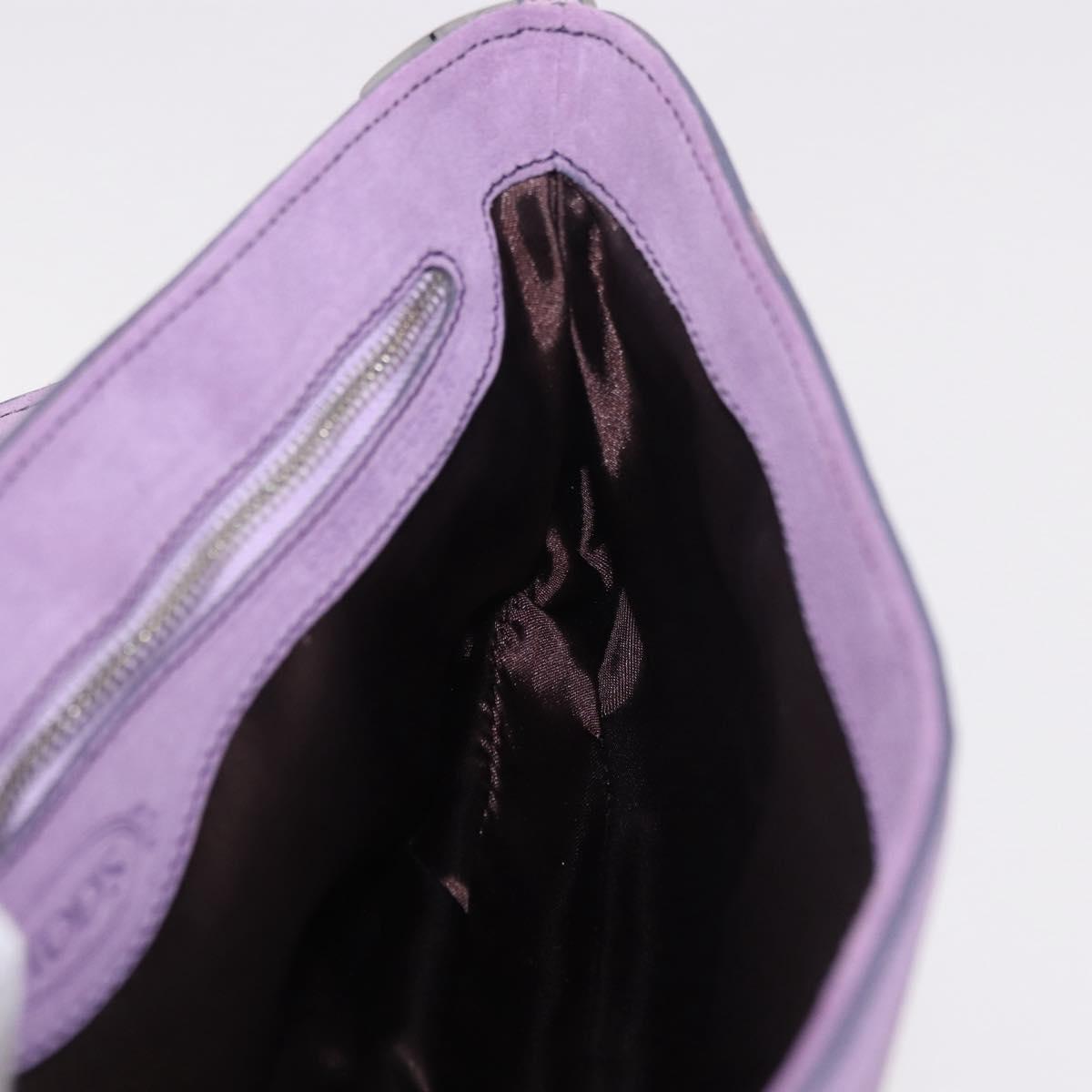 TOD’S Shoulder Hand Bag Suede Leather Purple Silver Auth am11976V
