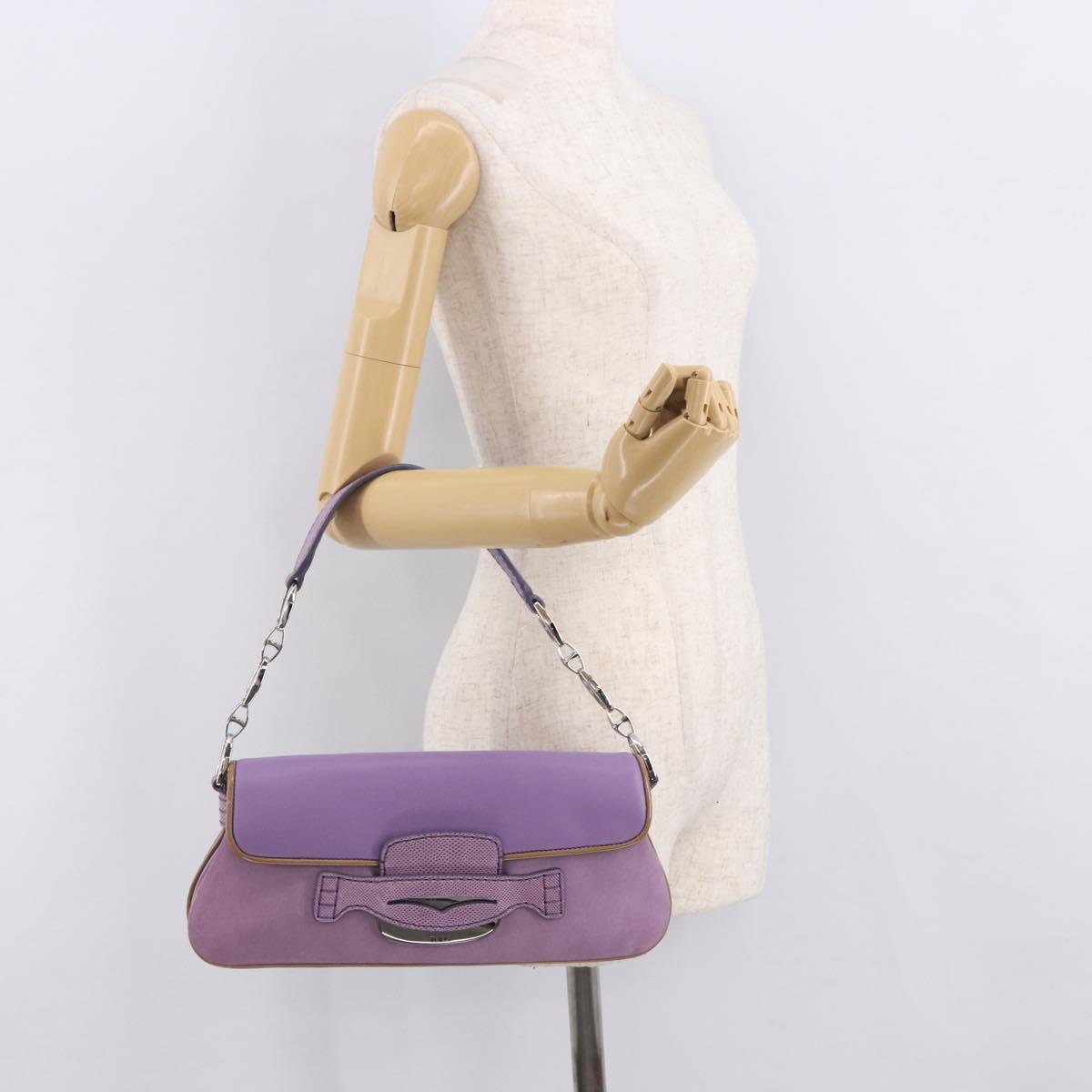 TOD’S Shoulder Hand Bag Suede Leather Purple Silver Auth am11976V