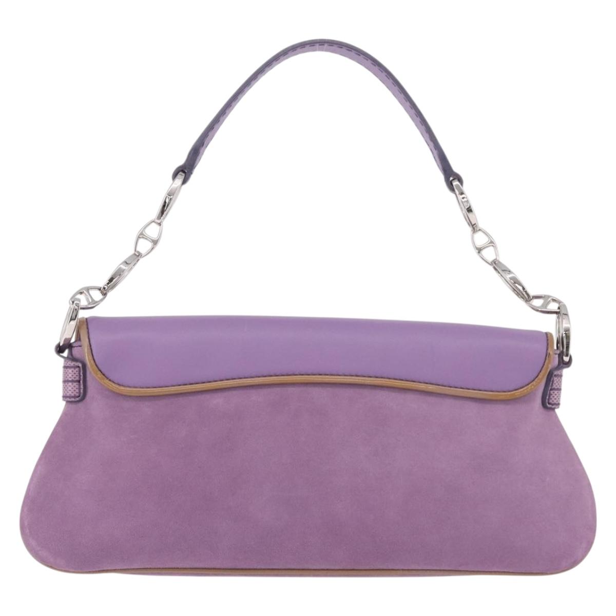 TOD’S Shoulder Hand Bag Suede Leather Purple Silver Auth am11976V