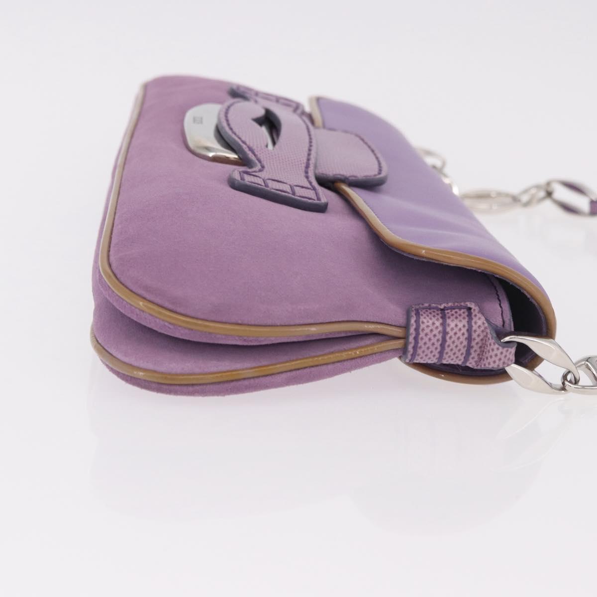 TOD’S Shoulder Hand Bag Suede Leather Purple Silver Auth am11976V