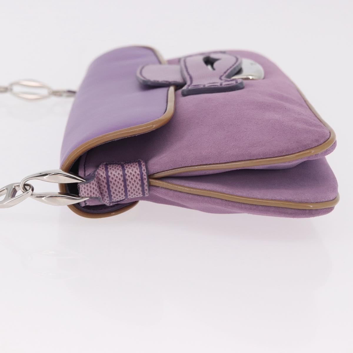 TOD’S Shoulder Hand Bag Suede Leather Purple Silver Auth am11976V