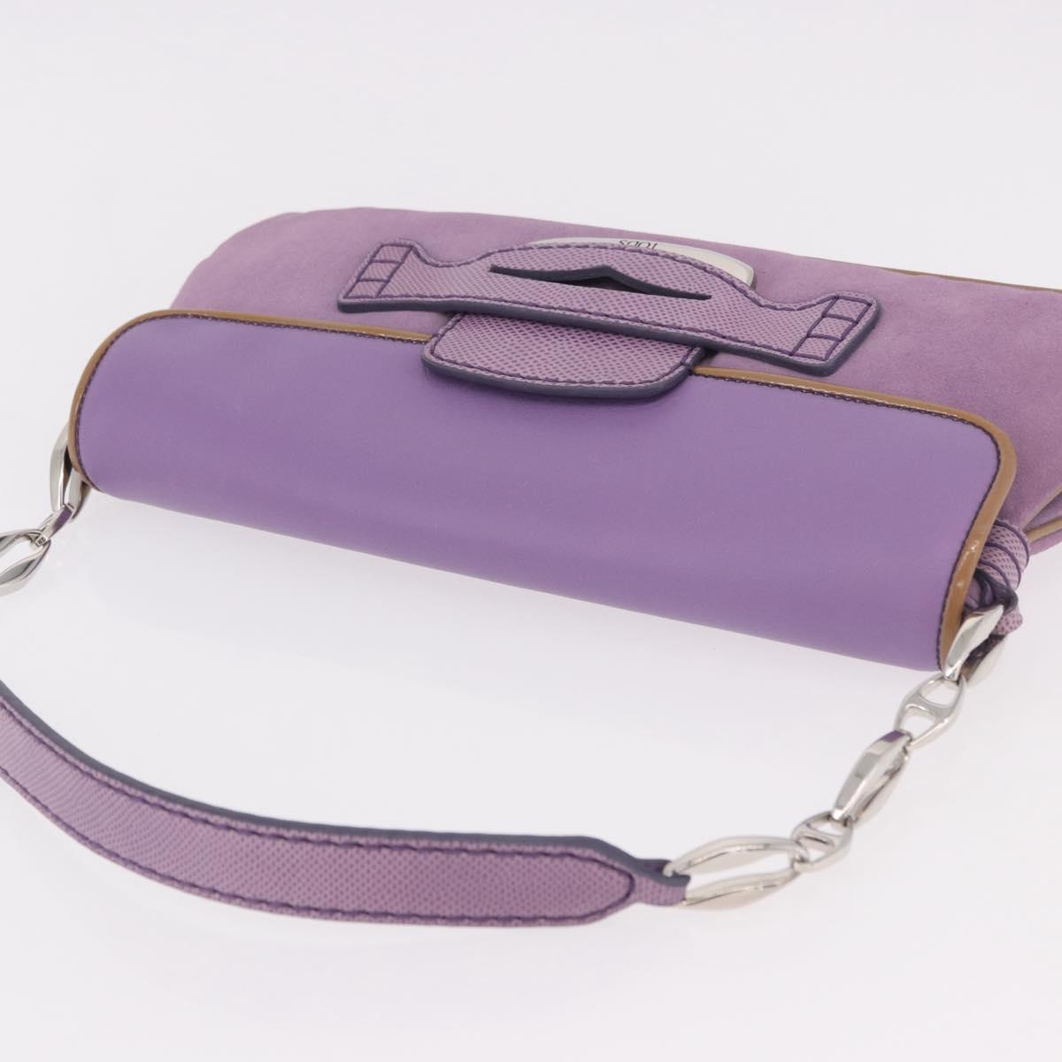 TOD’S Shoulder Hand Bag Suede Leather Purple Silver Auth am11976V