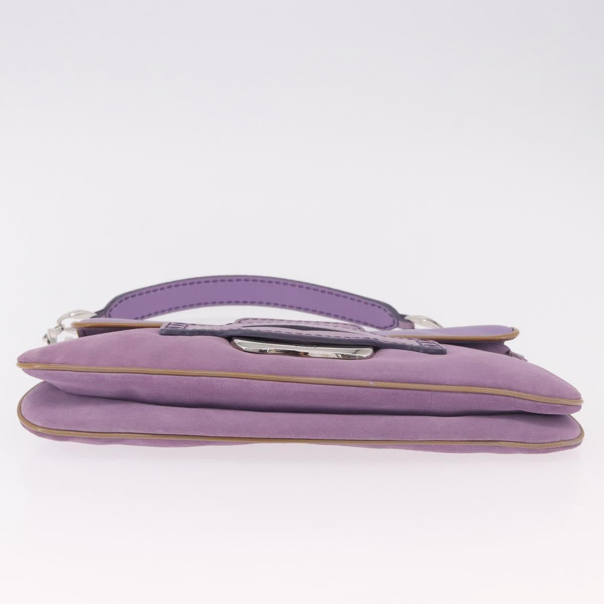 TOD’S Shoulder Hand Bag Suede Leather Purple Silver Auth am11976V