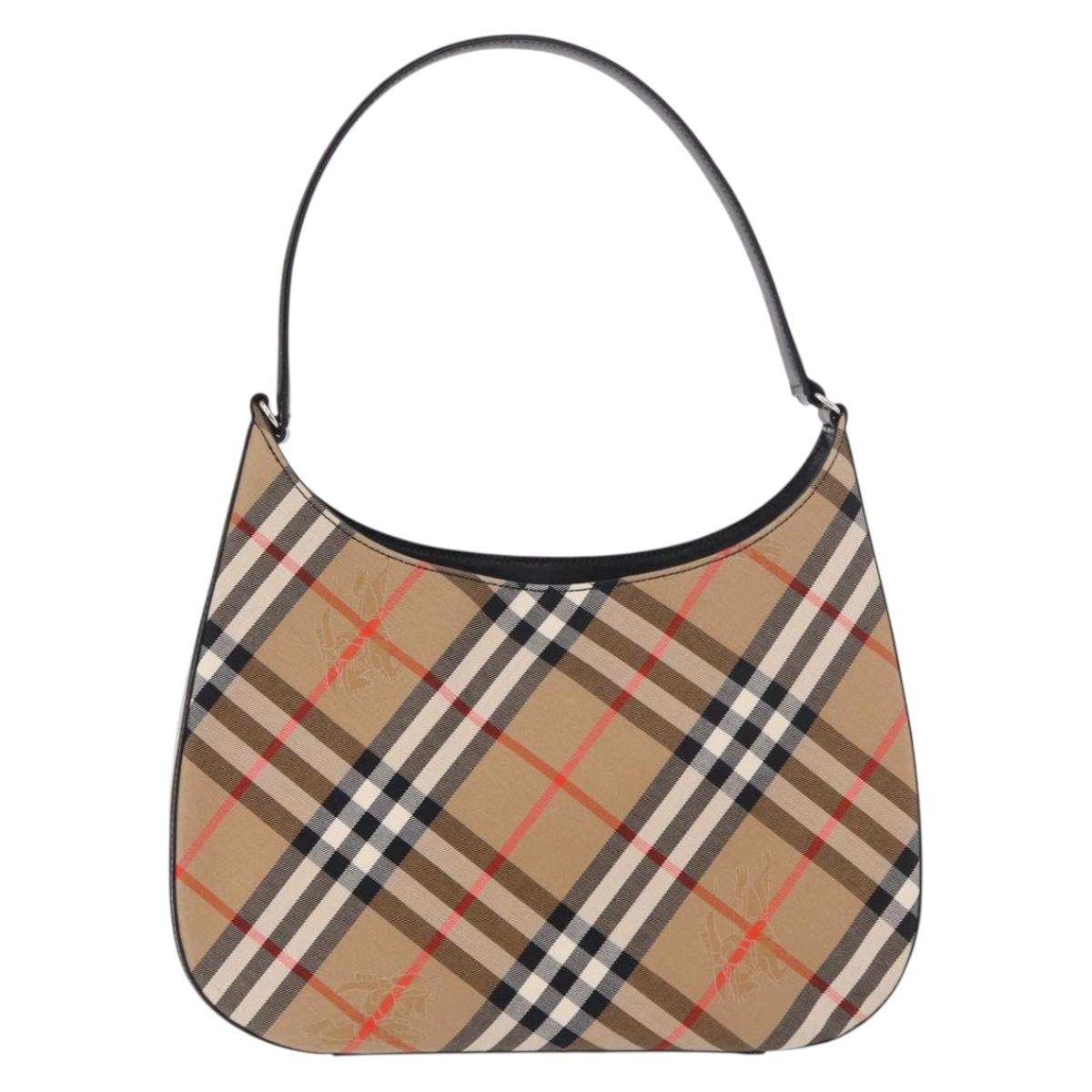Burberrys Shoulder Bag Canvas Beige Silver Nova Check Auth am11979V