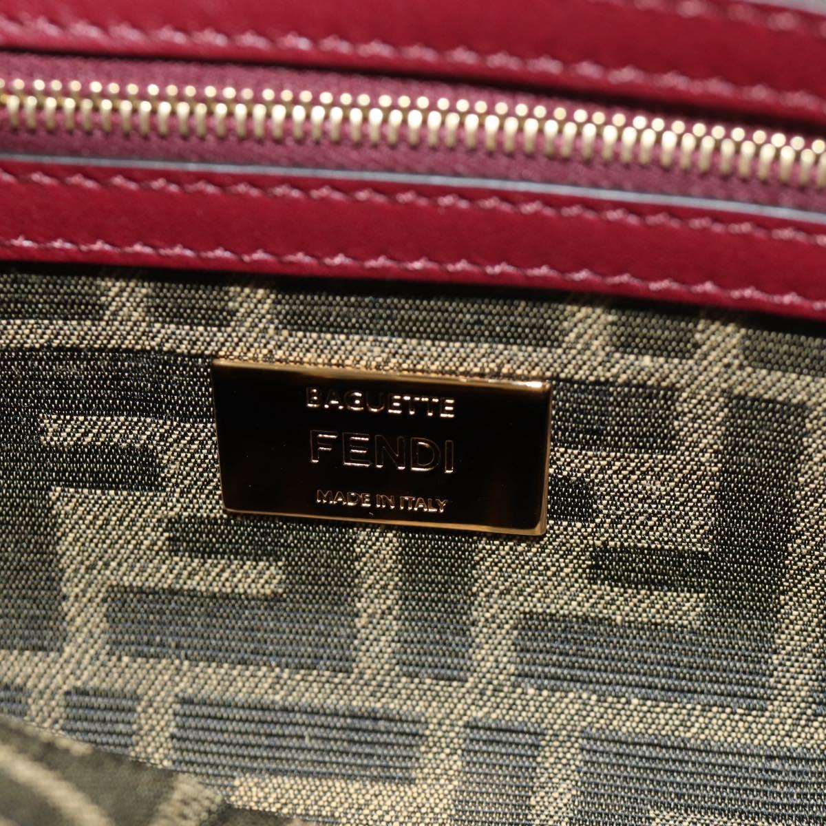 FENDI Zucca Canvas Mamma Baguette Bag Raffia 2way Beige Gold Auth am11981SM