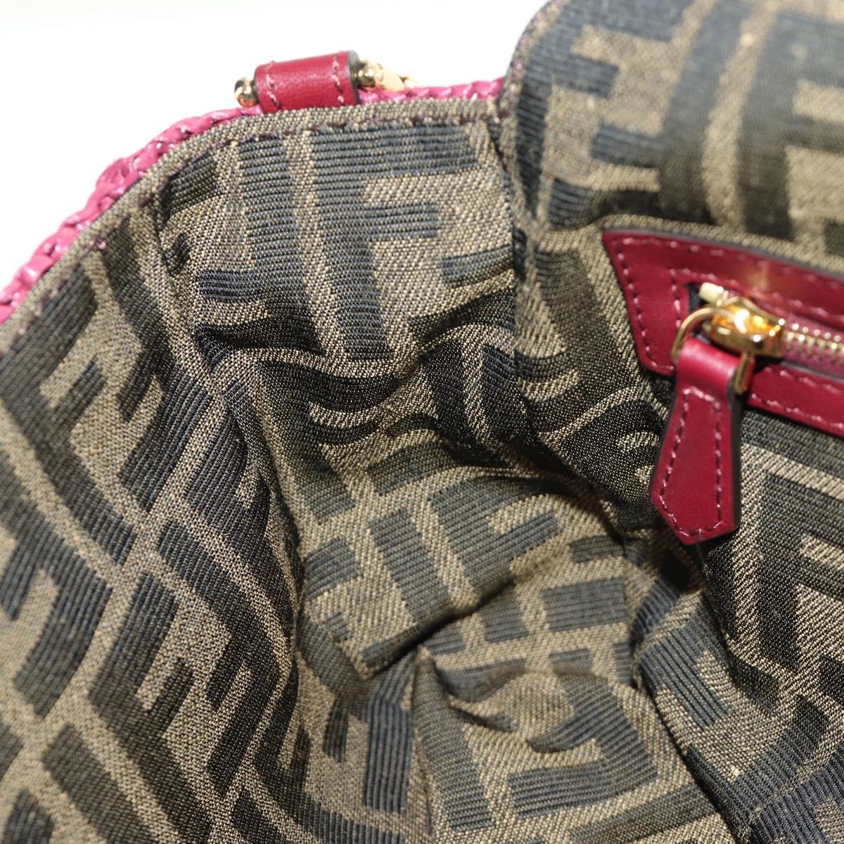 FENDI Zucca Canvas Mamma Baguette Bag Raffia 2way Beige Gold Auth am11981SM