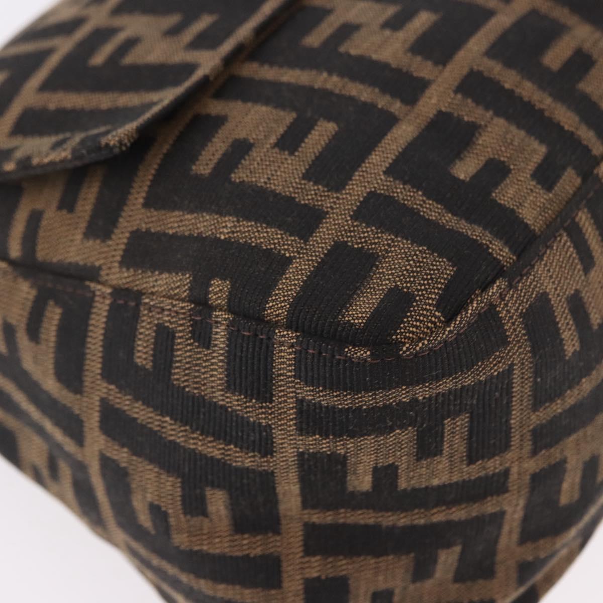 FENDI Zucca Canvas Mamma Baguette Shoulder Bag Black Brown Auth am11982V