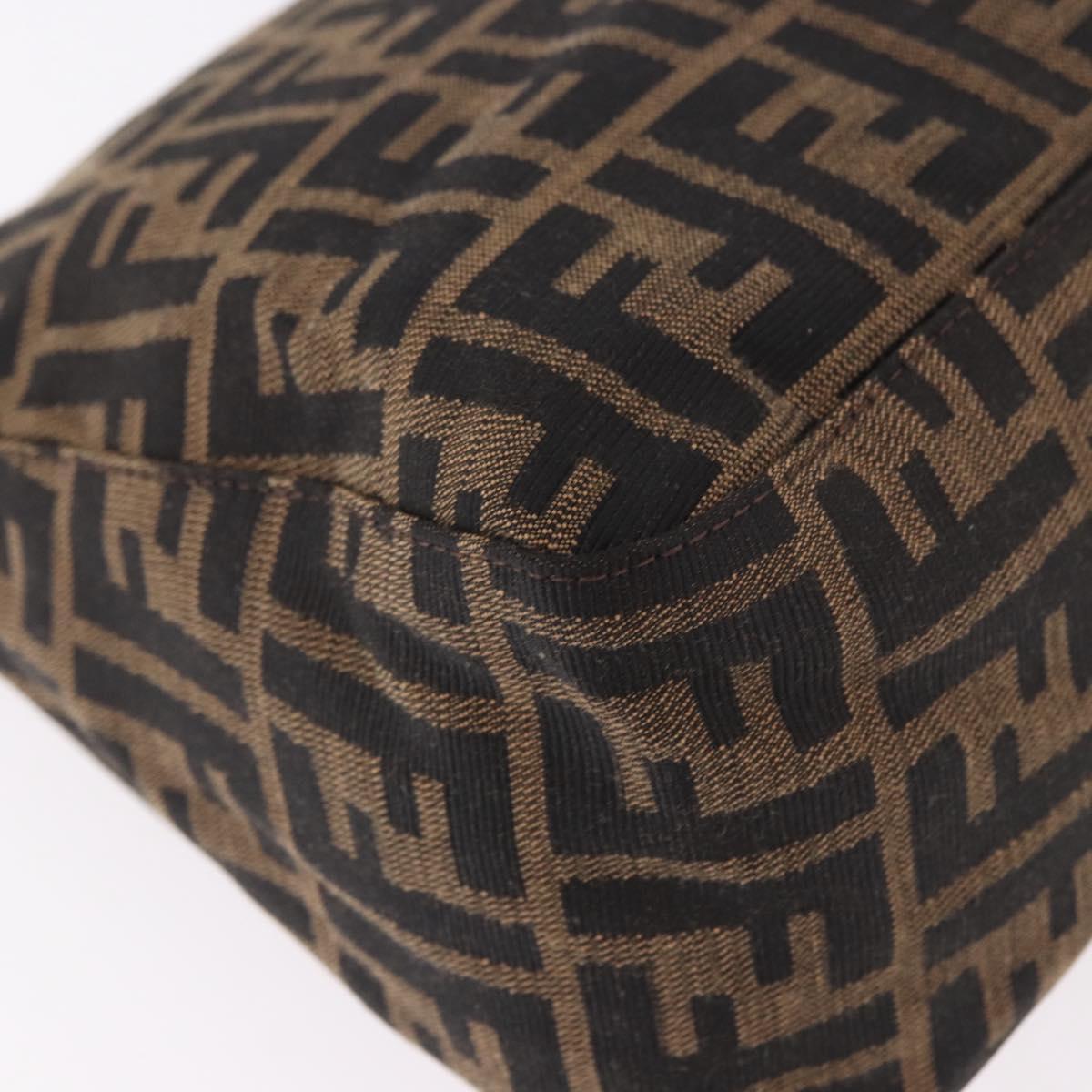 FENDI Zucca Canvas Mamma Baguette Shoulder Bag Black Brown Auth am11982V