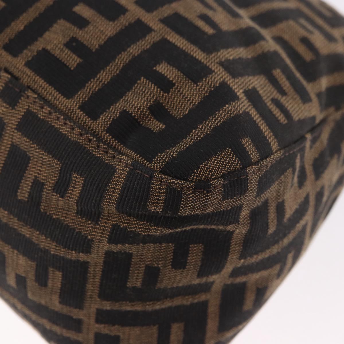 FENDI Zucca Canvas Mamma Baguette Shoulder Bag Black Brown Auth am11982V
