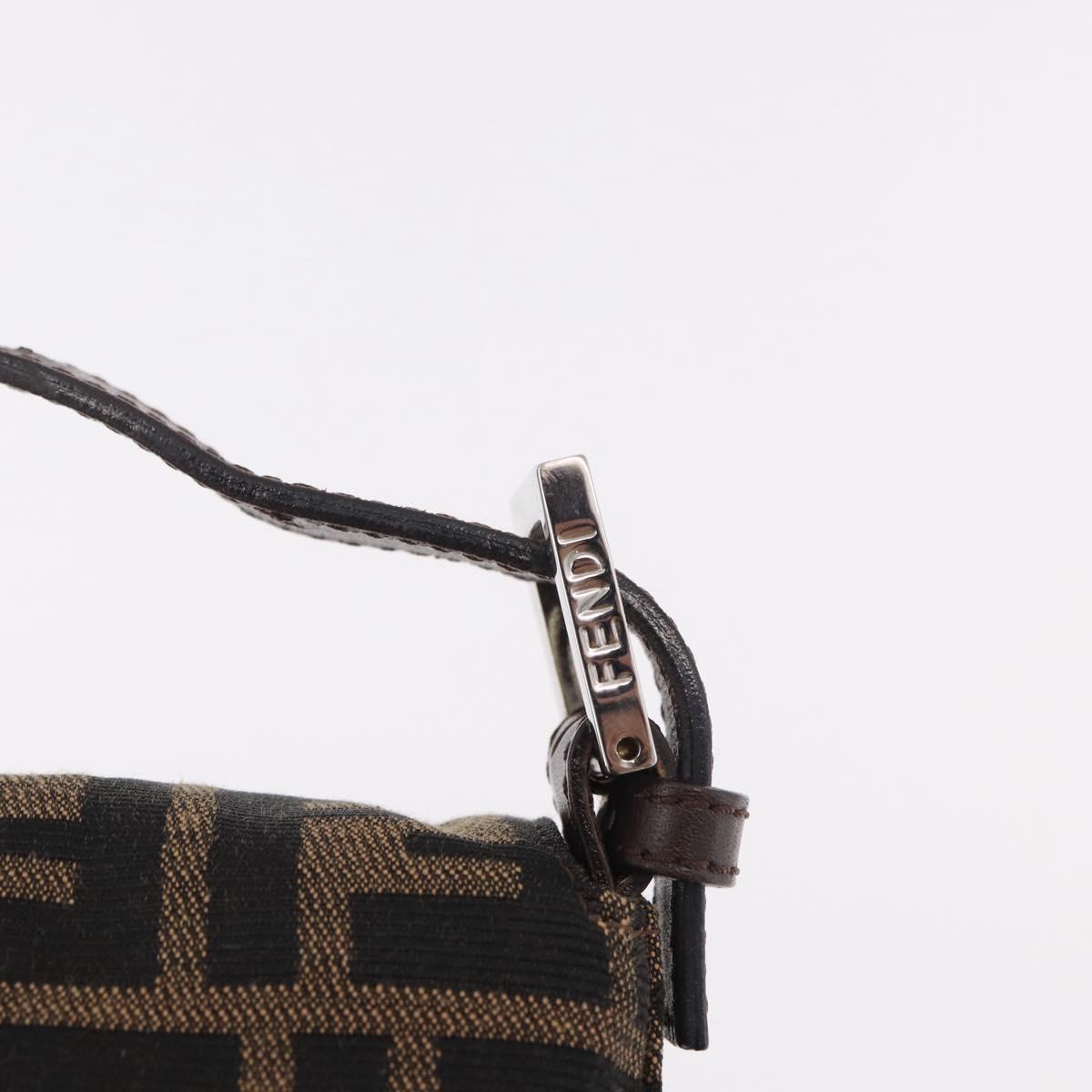 FENDI Zucca Canvas Mamma Baguette Shoulder Bag Black Brown Auth am11982V