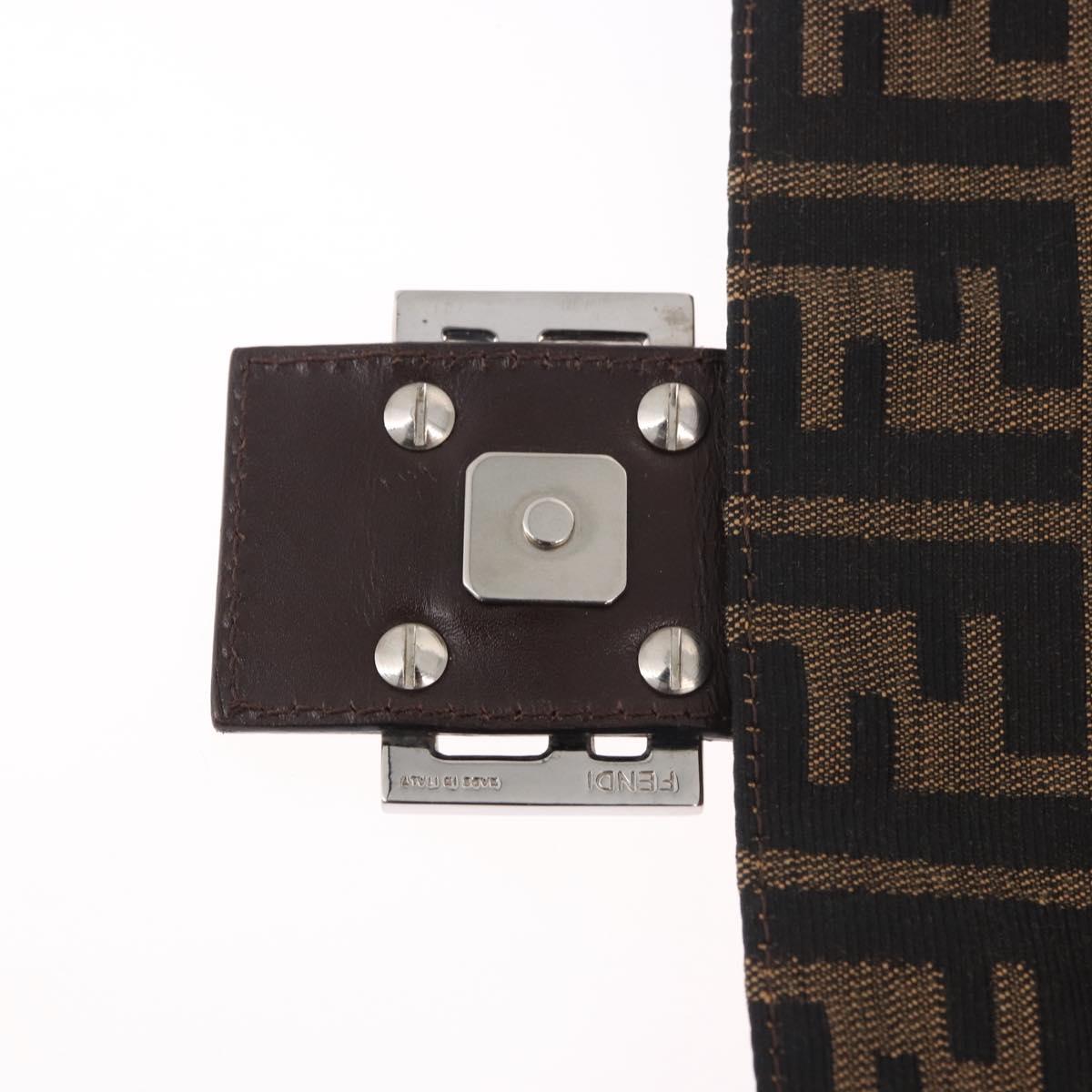 FENDI Zucca Canvas Mamma Baguette Shoulder Bag Black Brown Auth am11982V