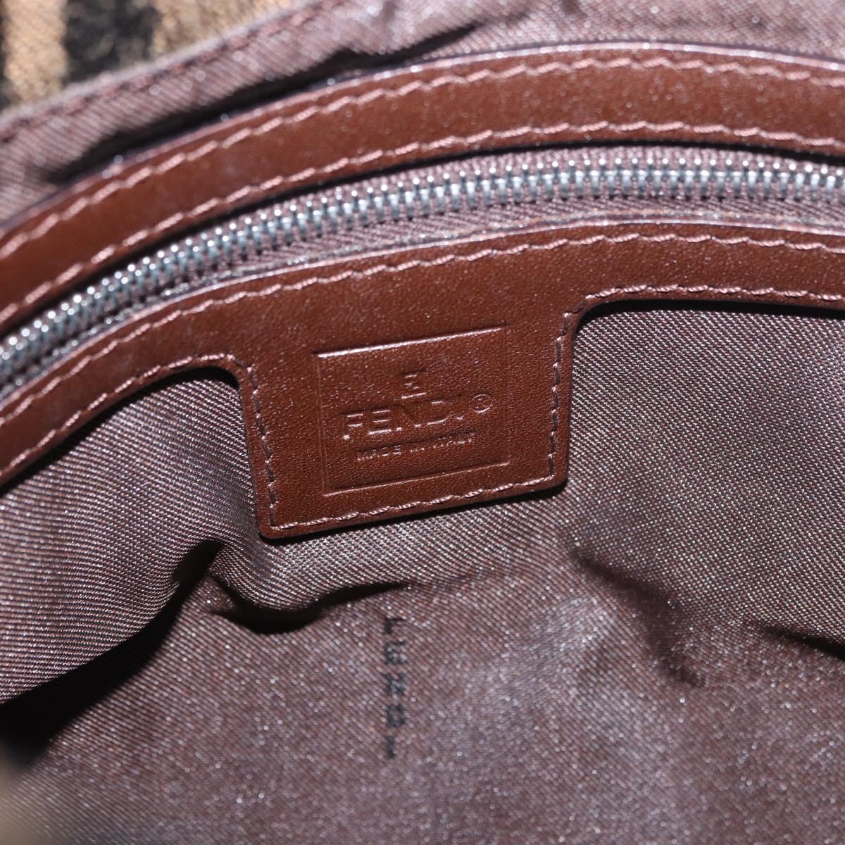 FENDI Zucca Canvas Mamma Baguette Shoulder Bag Black Brown Auth am11982V