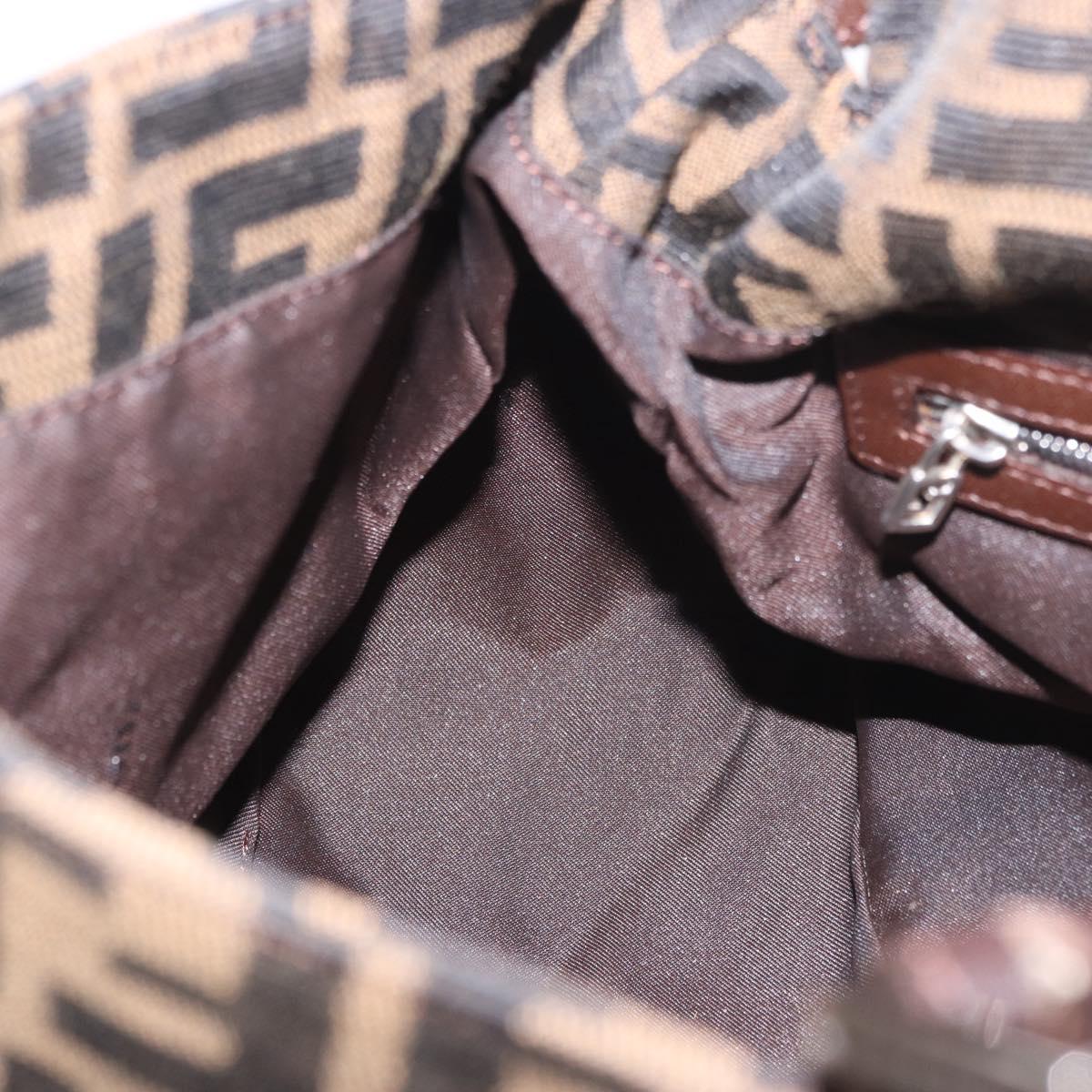 FENDI Zucca Canvas Mamma Baguette Shoulder Bag Black Brown Auth am11982V