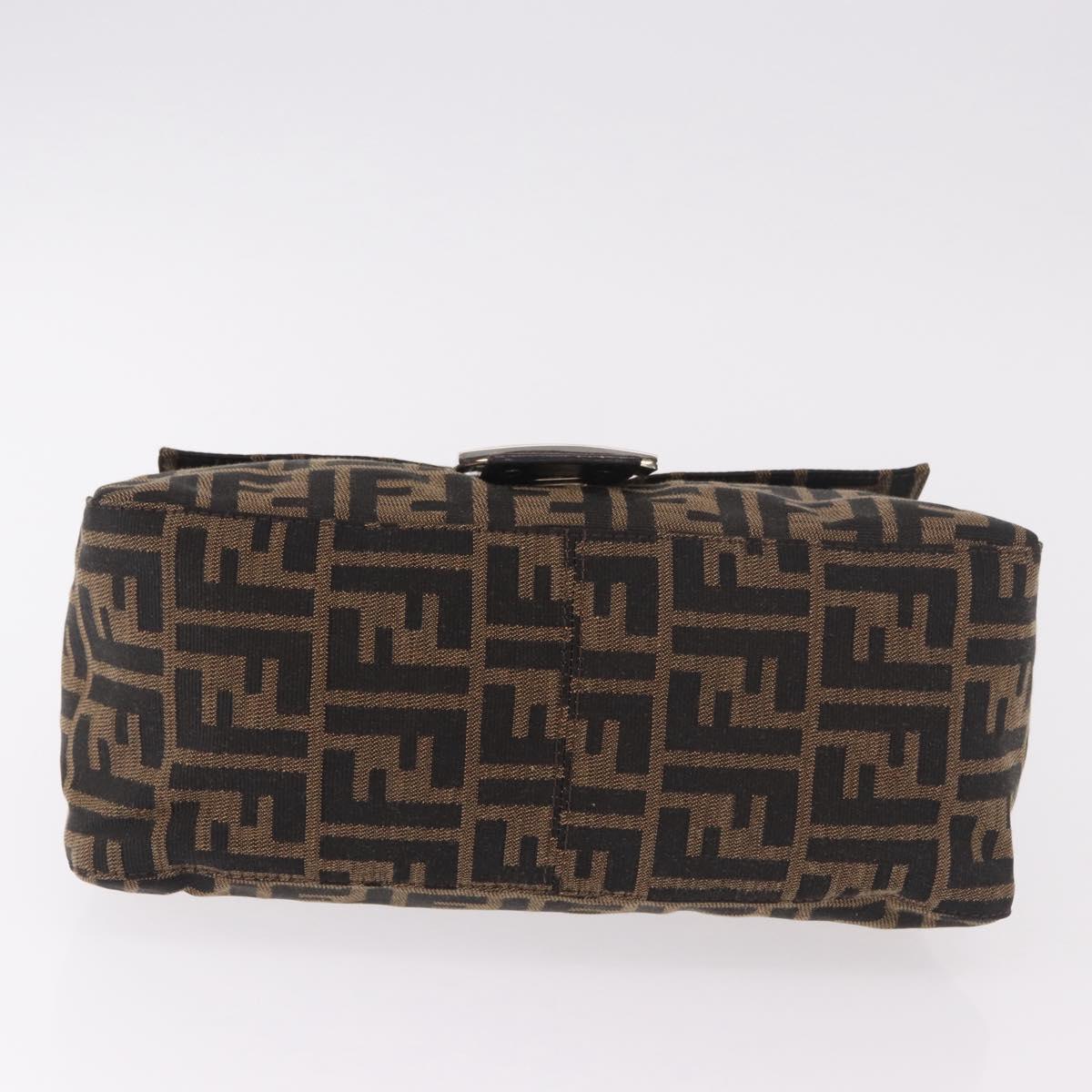 FENDI Zucca Canvas Mamma Baguette Shoulder Bag Black Brown Auth am11982V