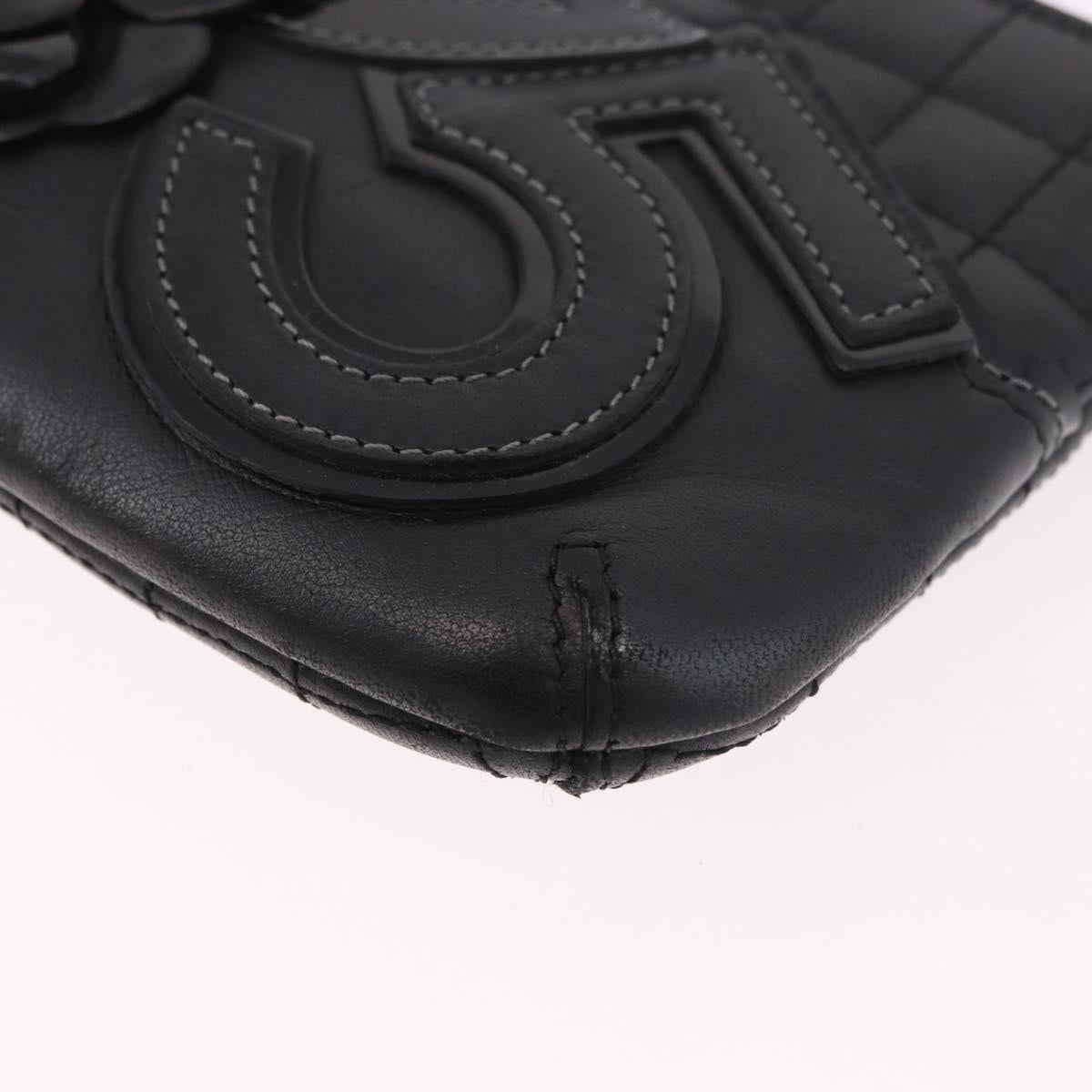 CHANEL Camellia No. 5 Accessories Chain Bag Lamb Skin Black CC Auth am11985M