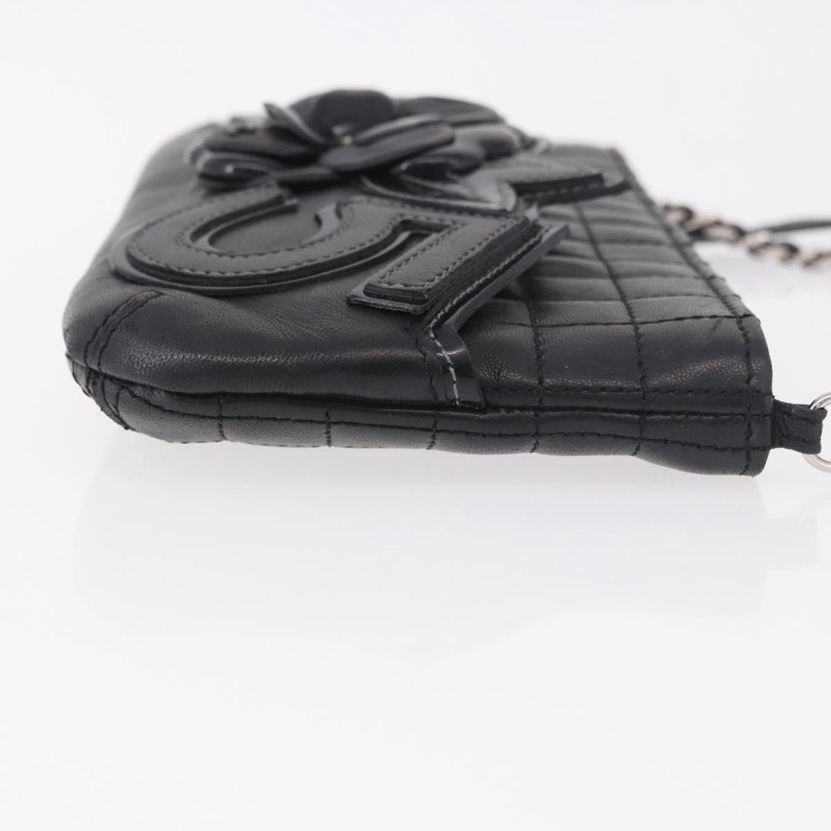 CHANEL Camellia No. 5 Accessories Chain Bag Lamb Skin Black CC Auth am11985M