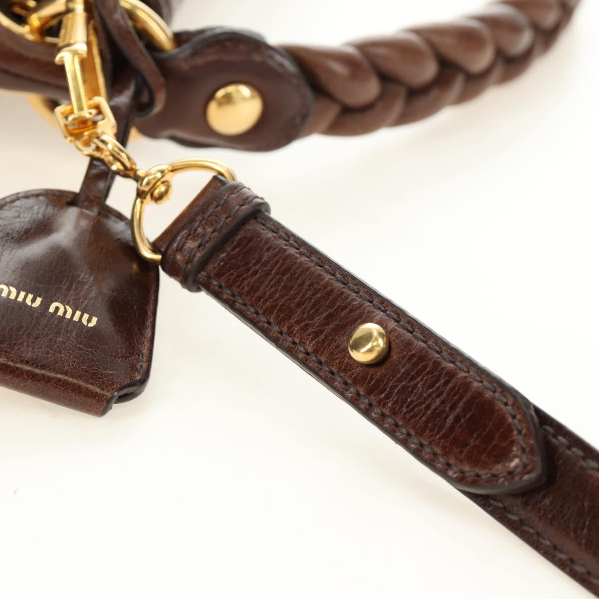 Miu Miu Ready Lock Shoulder Hand Bag Leather 2way Brown Gold Auth am11986V