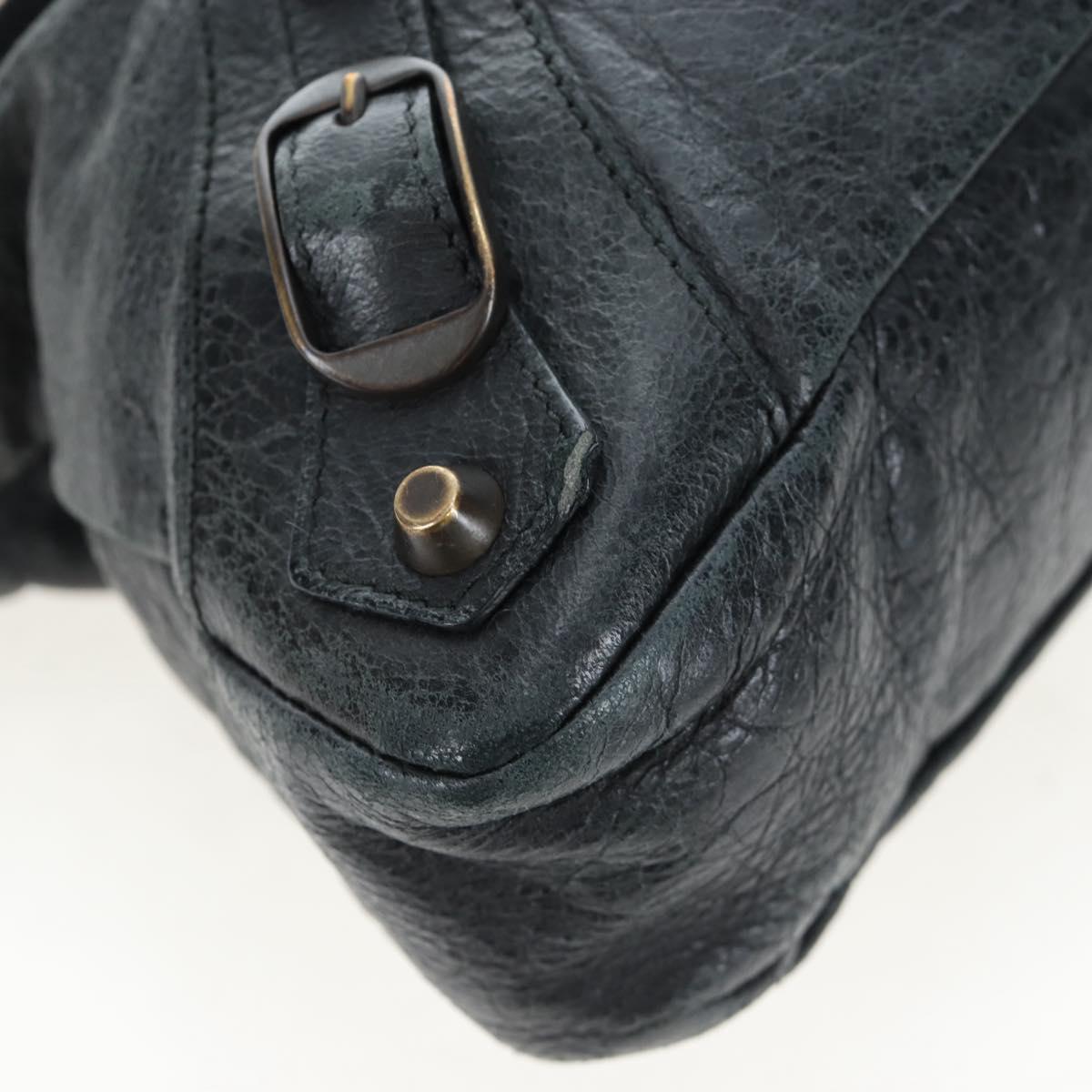 BALENCIAGA The First Hand Bag Leather Black Gold 103208 Auth am11987SAV