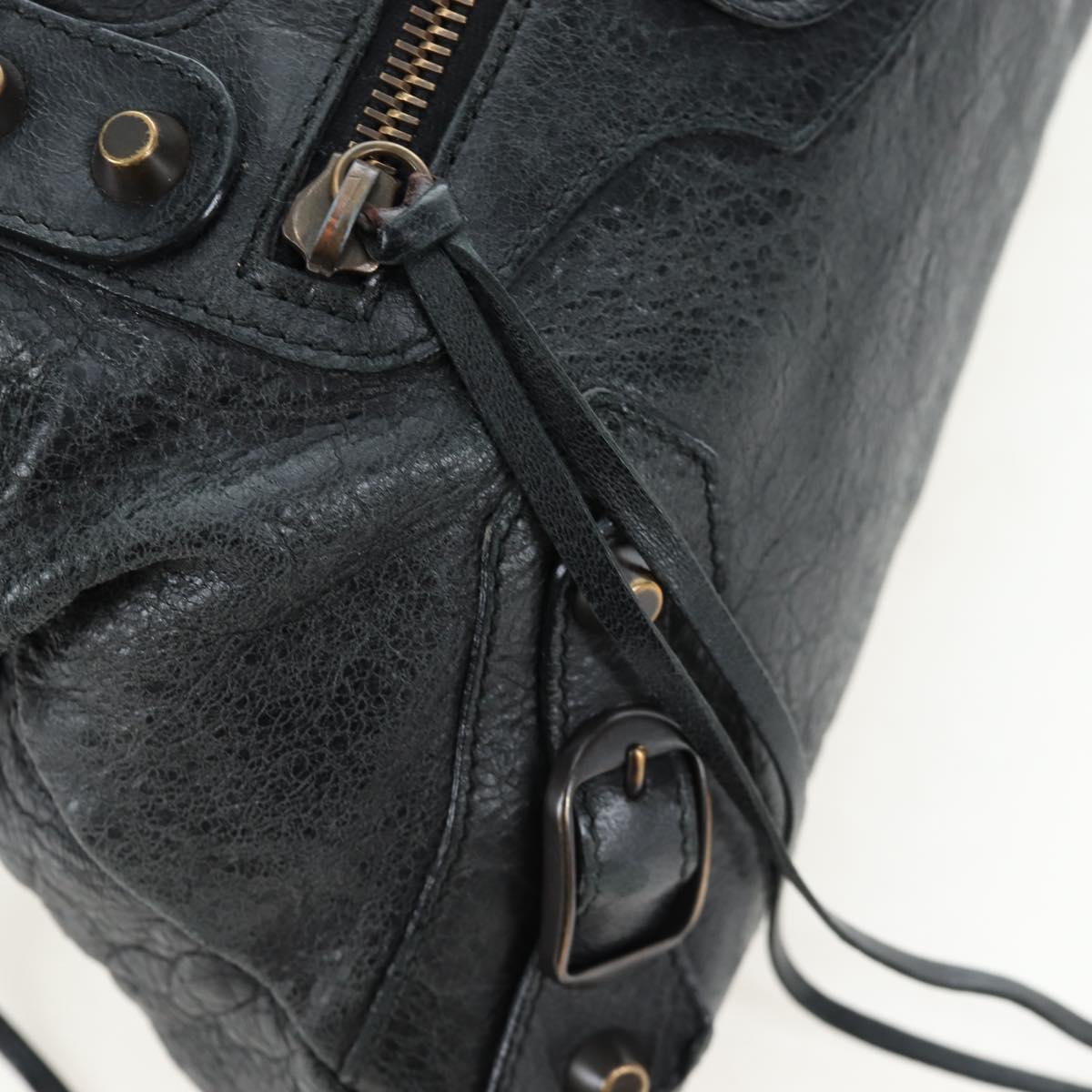 BALENCIAGA The First Hand Bag Leather Black Gold 103208 Auth am11987SAV