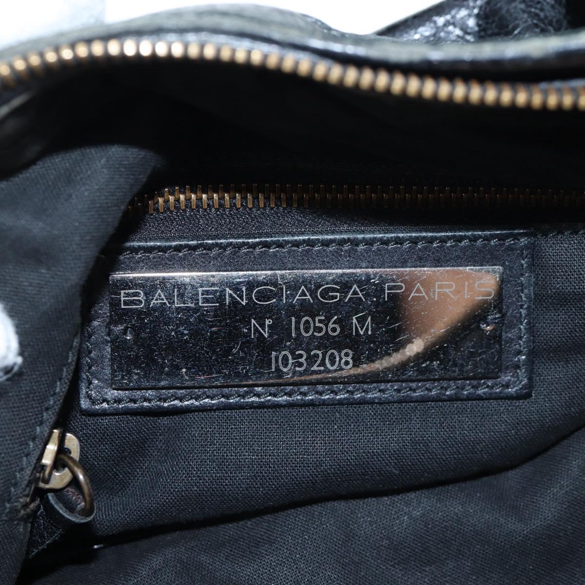 BALENCIAGA The First Hand Bag Leather Black Gold 103208 Auth am11987SAV