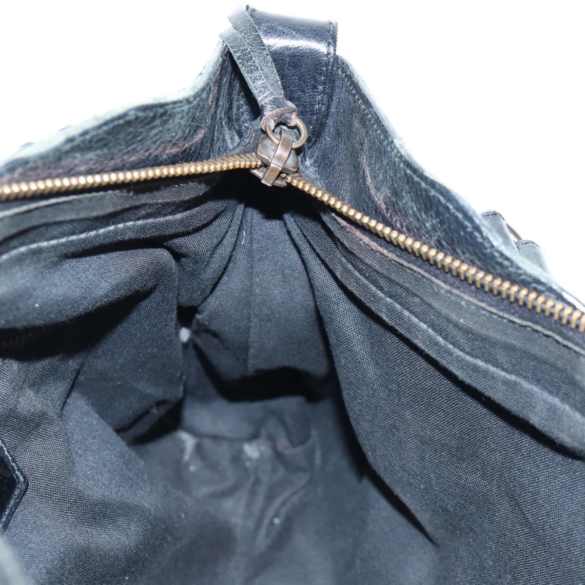 BALENCIAGA The First Hand Bag Leather Black Gold 103208 Auth am11987SAV