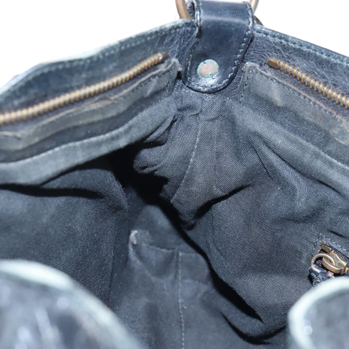 BALENCIAGA The First Hand Bag Leather Black Gold 103208 Auth am11987SAV
