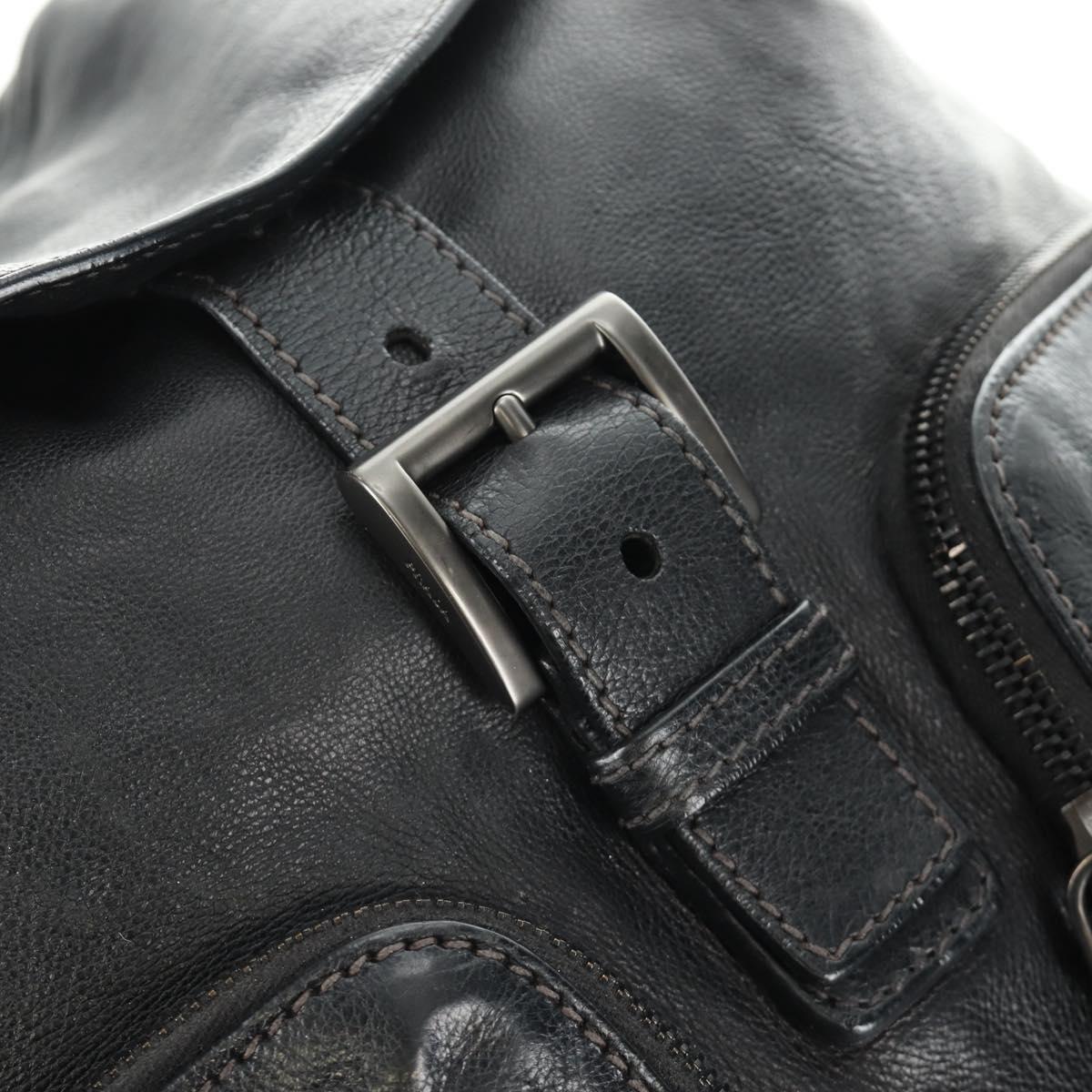 PRADA Backpack Leather Black VZ0053 Auth am11989V