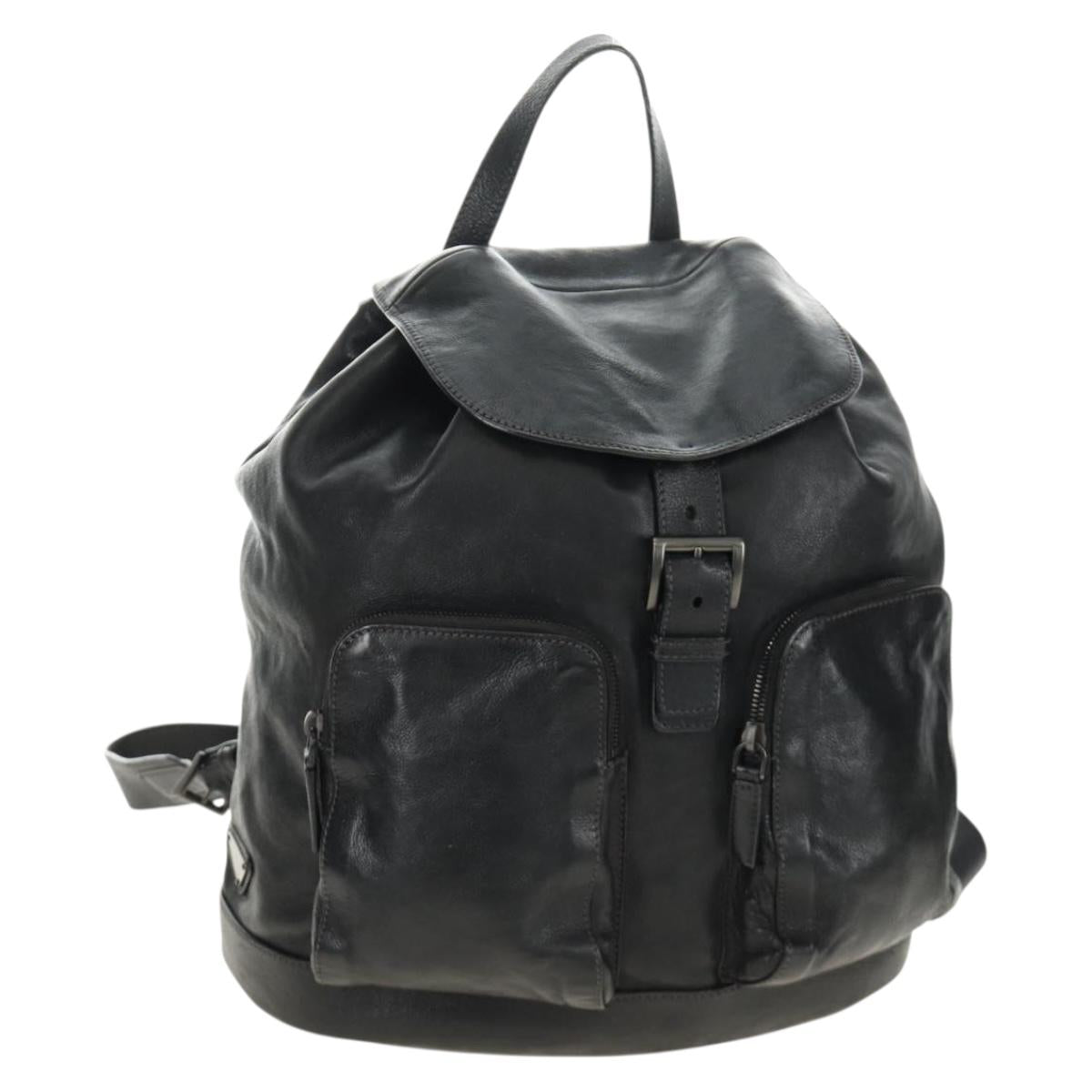 PRADA Backpack Leather Black VZ0053 Auth am11989V