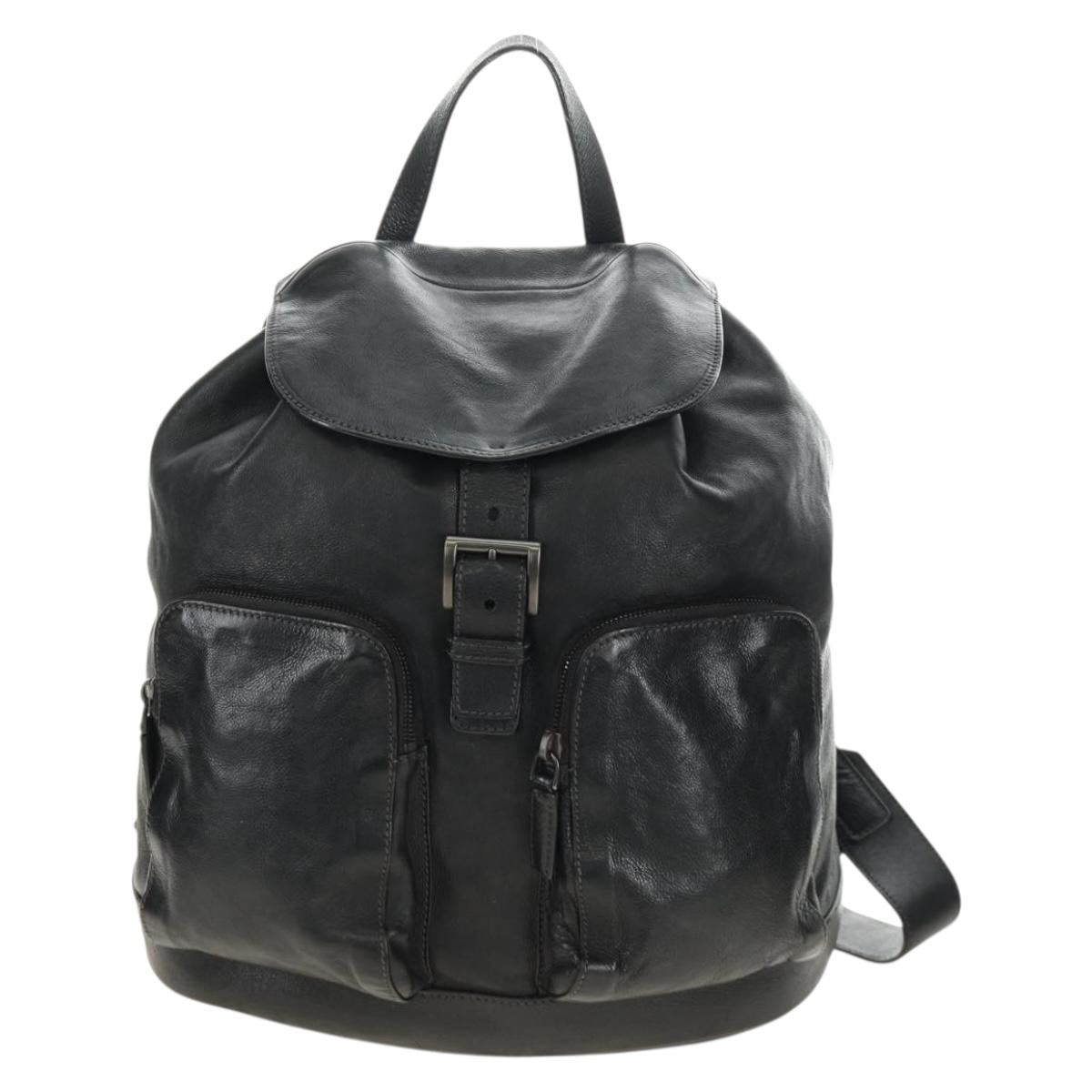 PRADA Backpack Leather Black VZ0053 Auth am11989V