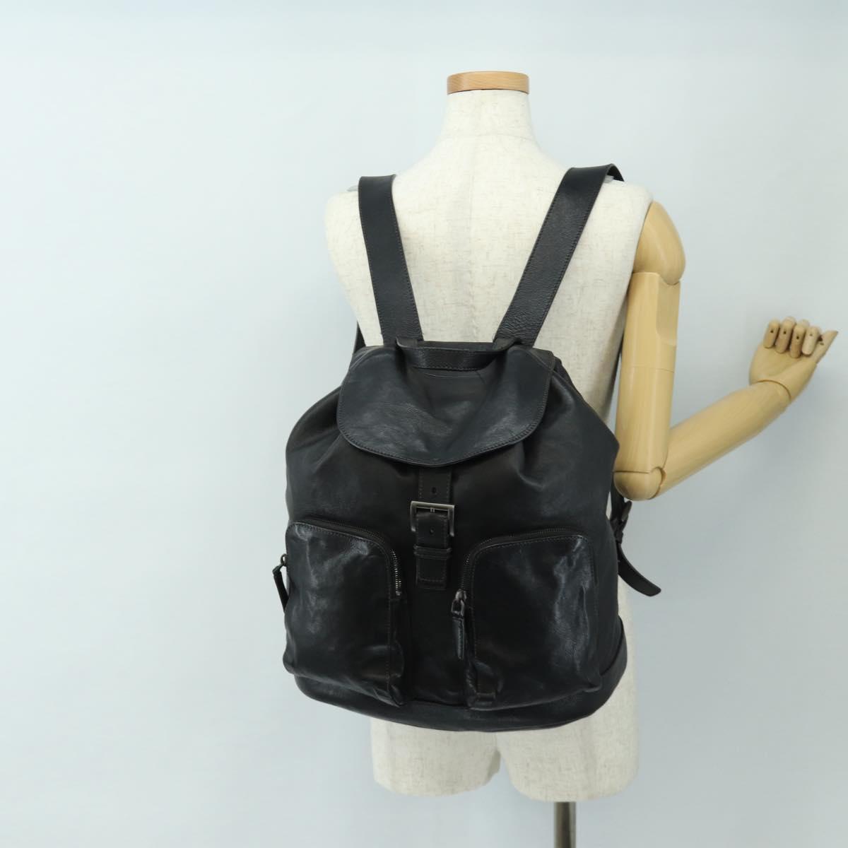 PRADA Backpack Leather Black VZ0053 Auth am11989V