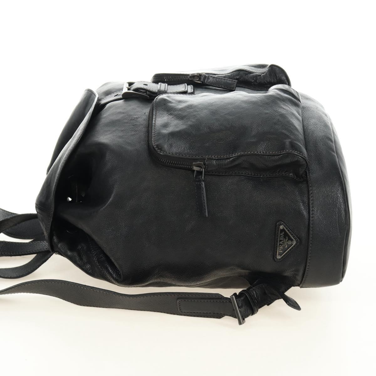 PRADA Backpack Leather Black VZ0053 Auth am11989V
