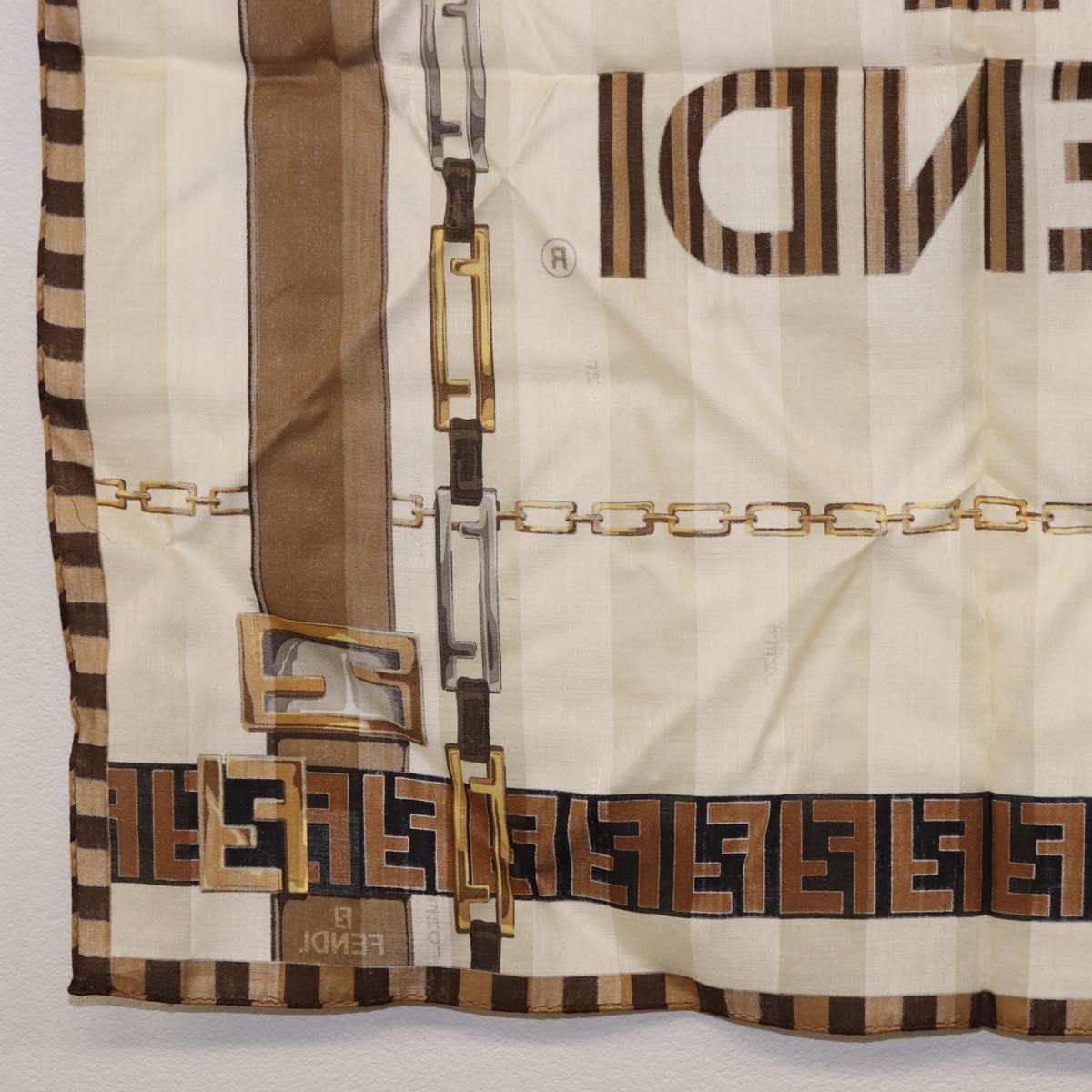 FENDI Handkerchief Cotton Beige Auth am11990V